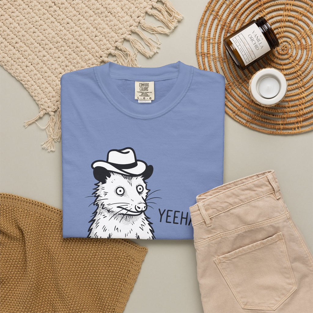 Possum Western Hat T-Shirt Cowgirl Pet Gift Women Line Art T-Shirt Opossum T-Shirt Cowboy Fan Animal Illustration Graphic Hand Drawn Western Hat