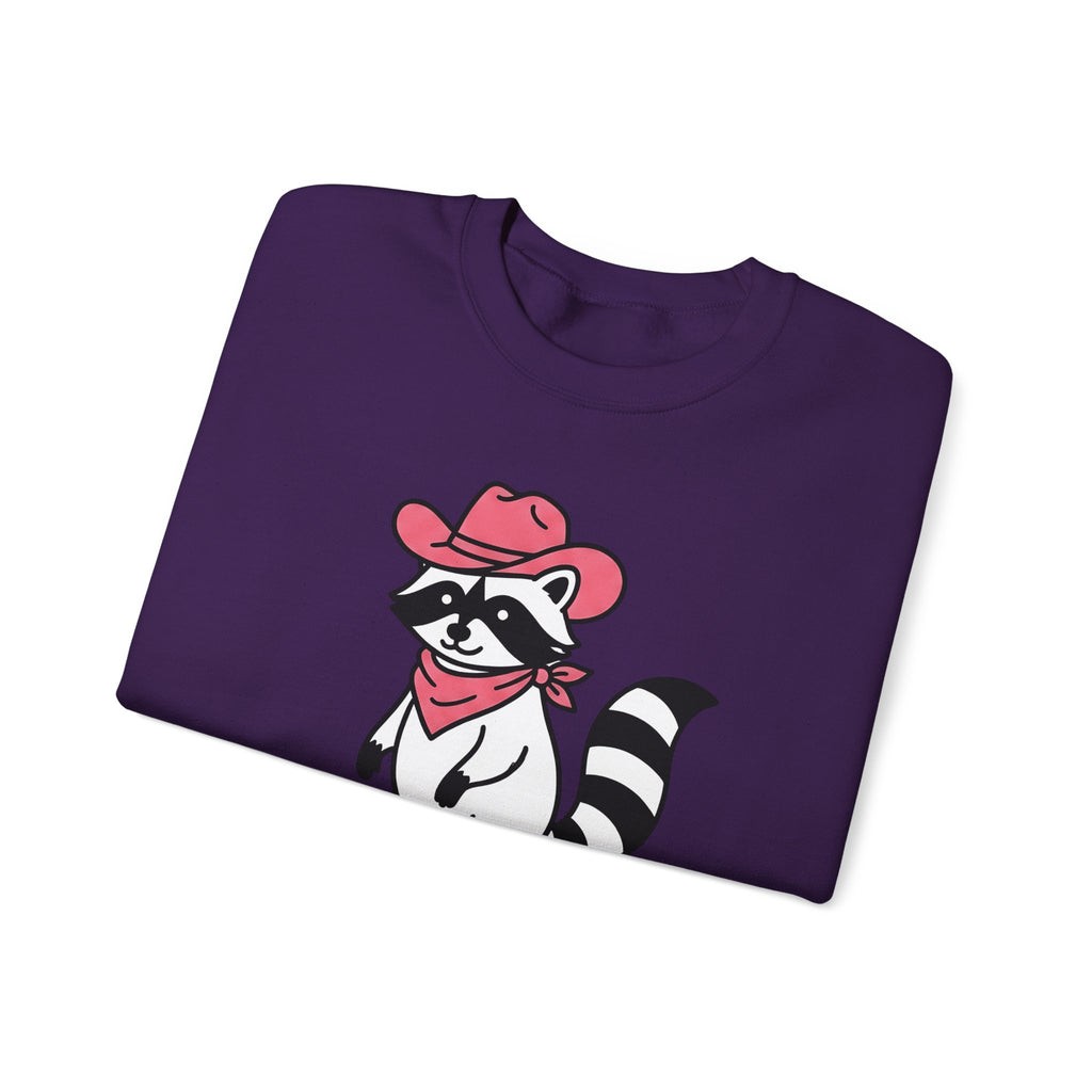 Raccoon Cowgirl Sweatshirt Cowgirl Pet Gift Women Cartoon Sweatshirt Raccoon Sweatshirt Cowgirl Fan Cartoonish Sweatshirt Animal Graphic Sketch Cowboy Hat