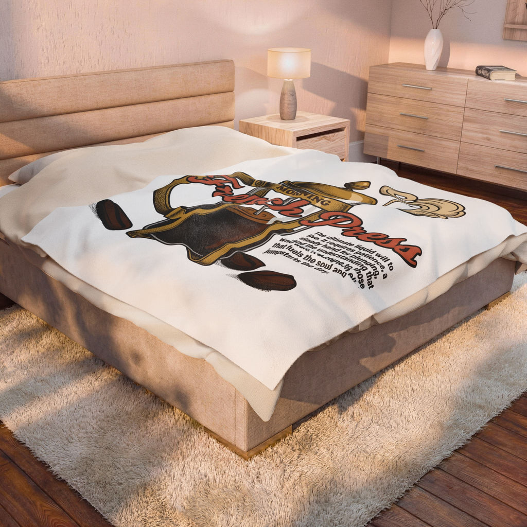 French Press Coffee Blanket Coffee Cuisine Gift Women Hand Drawn Blanket Cafetiere Blanket Coffee Fan Coffee Bean Illustration Graphic Line Art