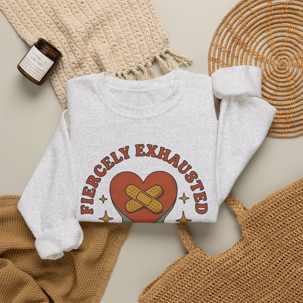 Love Patch Sweatshirt Mom Wellness Gift Women Vintage Sweatshirt Heart Patch Sweatshirt Motherhood Enthusiast Retro Sweatshirt Self Care Graphic Hand Drawn