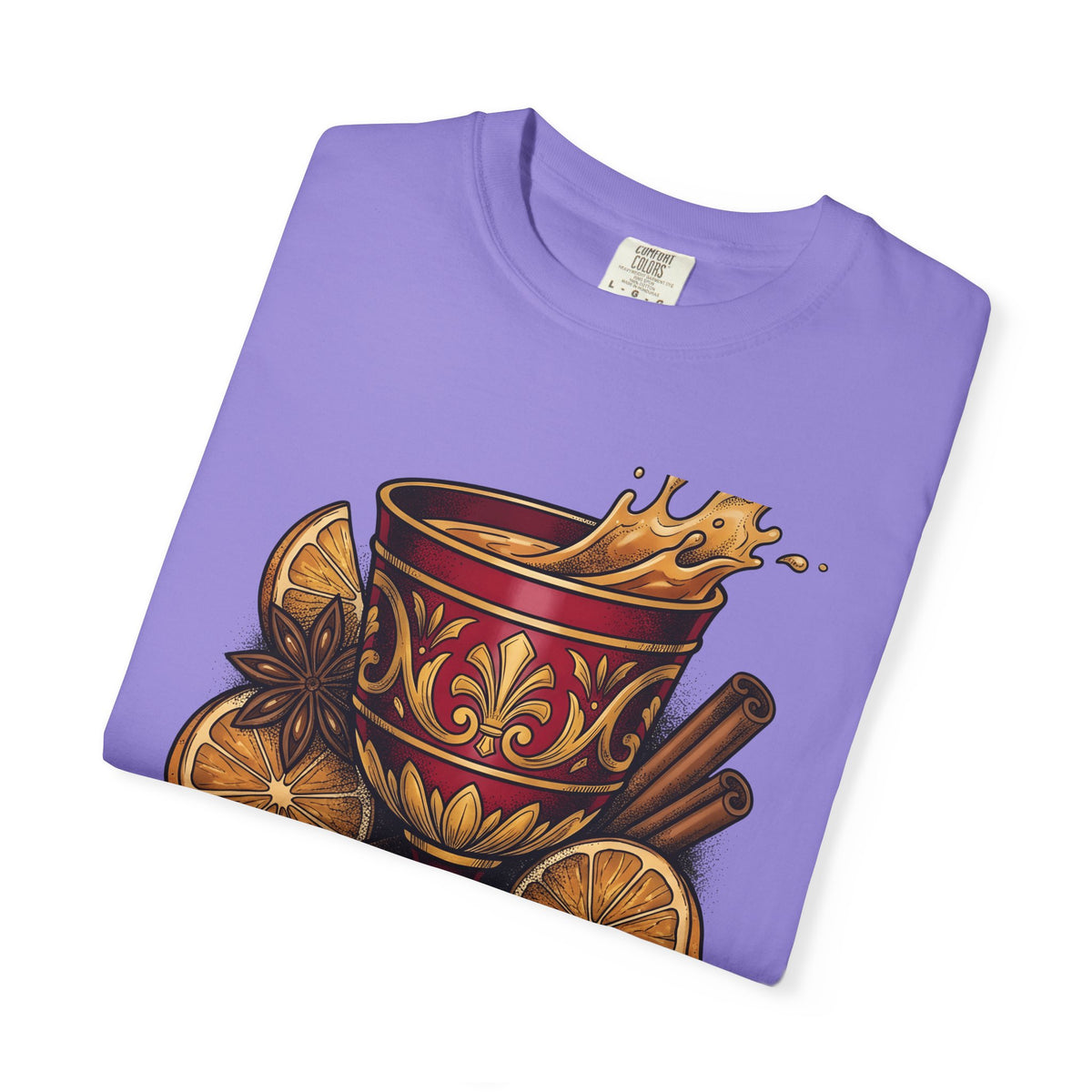 Hot Spiced Drink Holiday Yuletide Gift Farmhouse Mulled Wine Christmas Fan Rustic Winter Outline T-Shirt