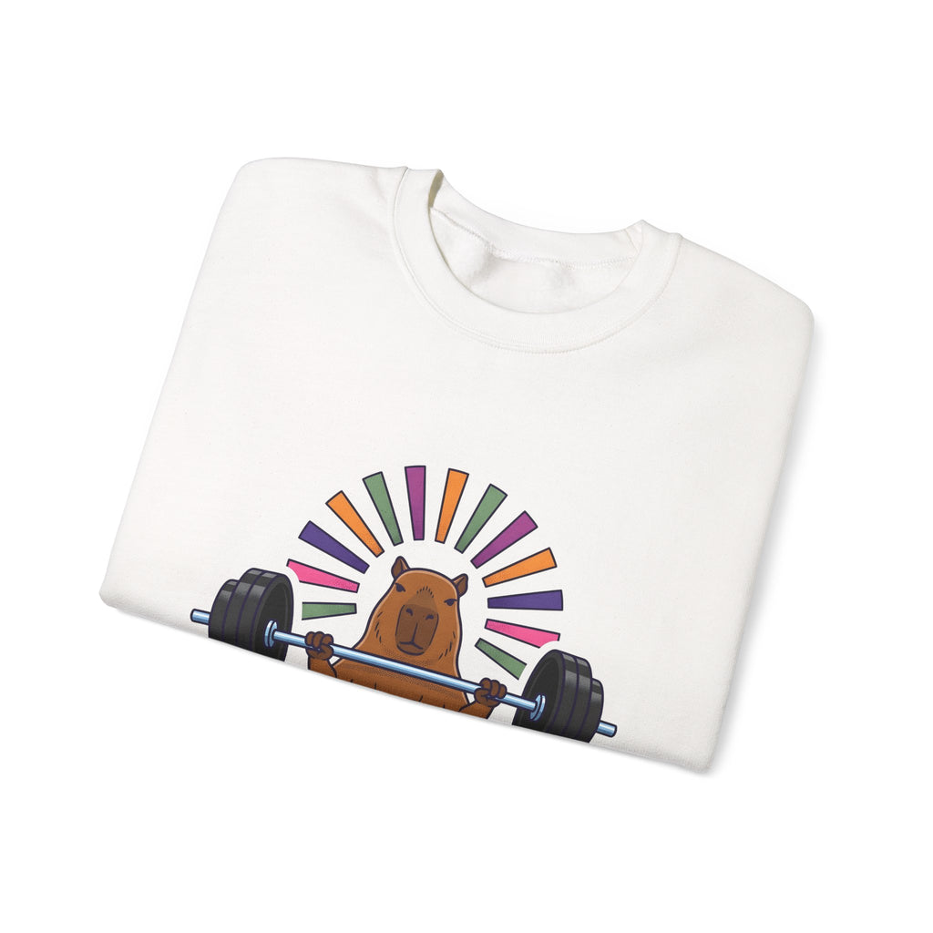 Capybara Gym Training Sweatshirt Sports Pets Gift Women Hand Drawn Sweatshirt Rodent Sweatshirt Athlete Enthusiast Illustrated Pet Graphic Classic Rainbow