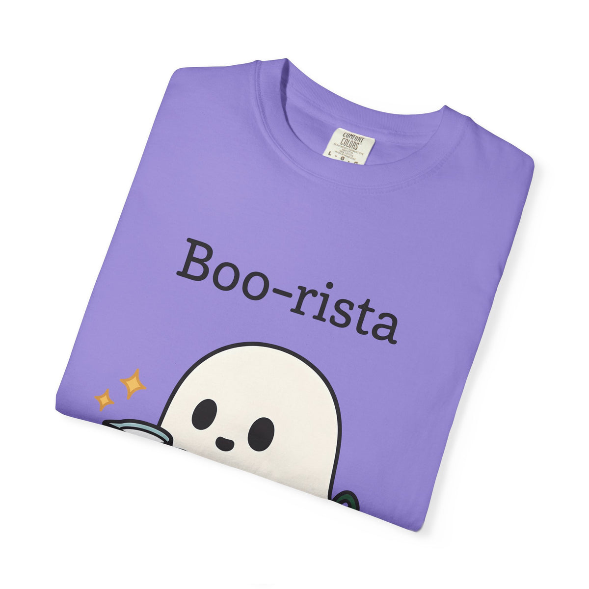 Ghost Barista T-Shirt Coffee Halloween Gift Women Cute T-Shirt Specter T-Shirt Coffee Fan Kawaii T-Shirt Spooky Graphic Cartoon Coffee T-Shirt T-Shirt