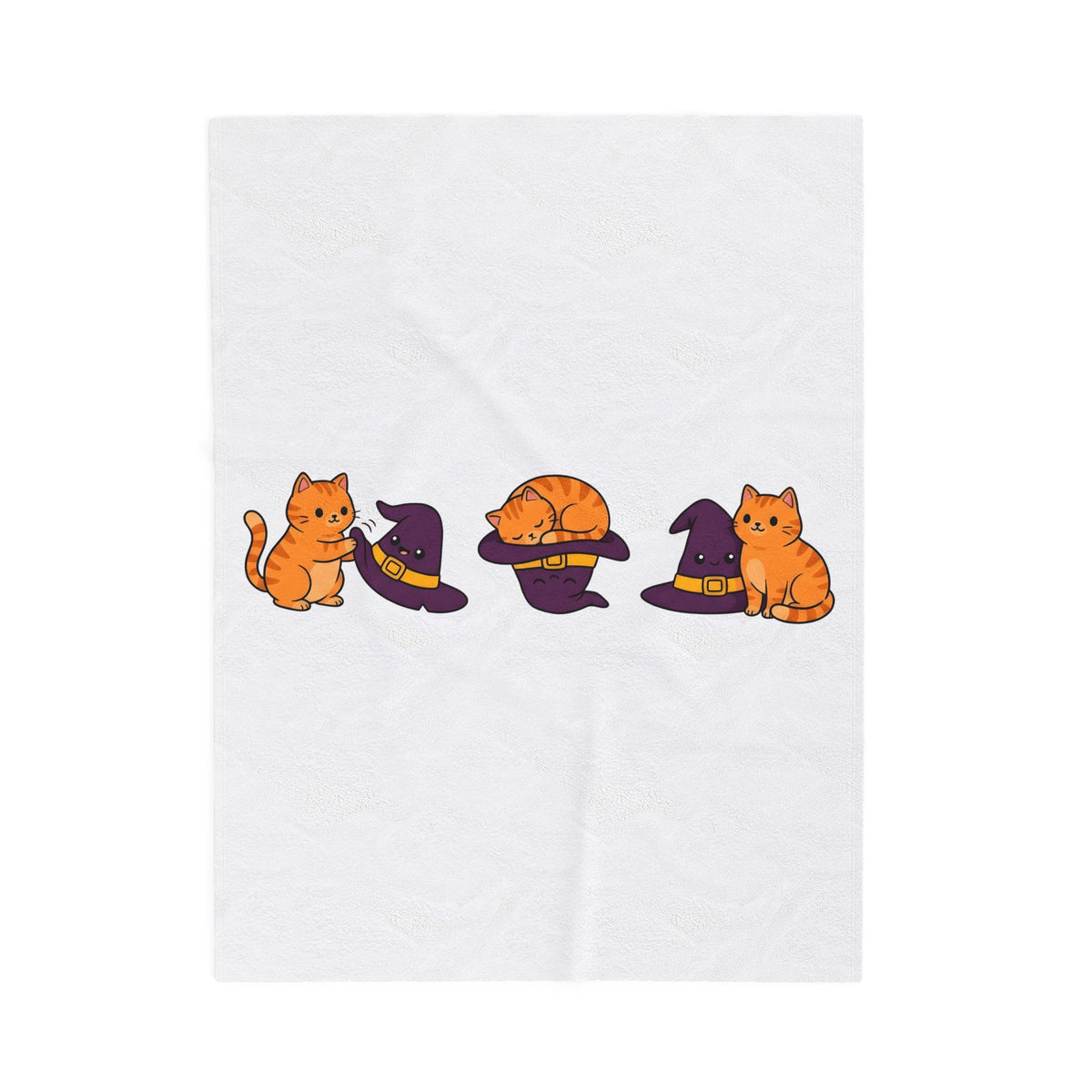 Ginger Cat Blanket Halloween Pet Gift Women Cute Blanket Kitty Blanket Horror Fan Cat Kawaii Blanket Animal Graphic Comic Magic Hat Blanket