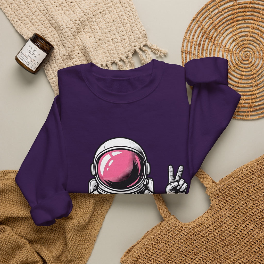 Astronaut Graphic Sweatshirt America Space Gift Women Comic Sweatshirt Cosmonaut Sweatshirt Patriot Fan Galactic Graphic Illustration Cartoon Sweatshirt Retro