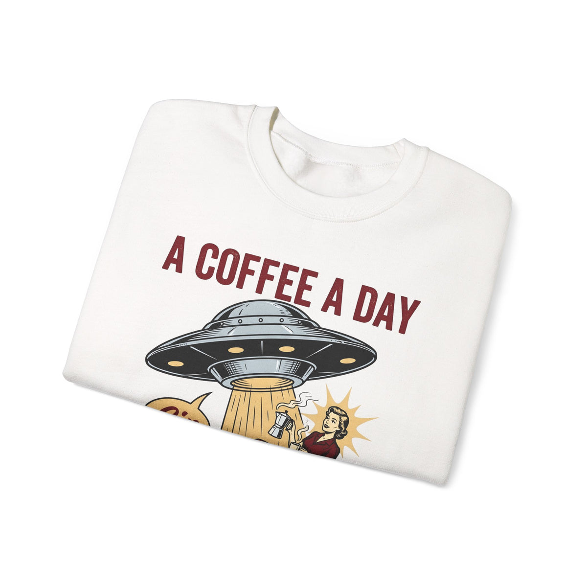 Ufo Coffee Woman Sweatshirt Coffee Alien Gift Women Retro Sweatshirt Alien Sweatshirt Coffee Fan Retro Sweatshirt Extraterrestrial Graphic Vintage Spaceship