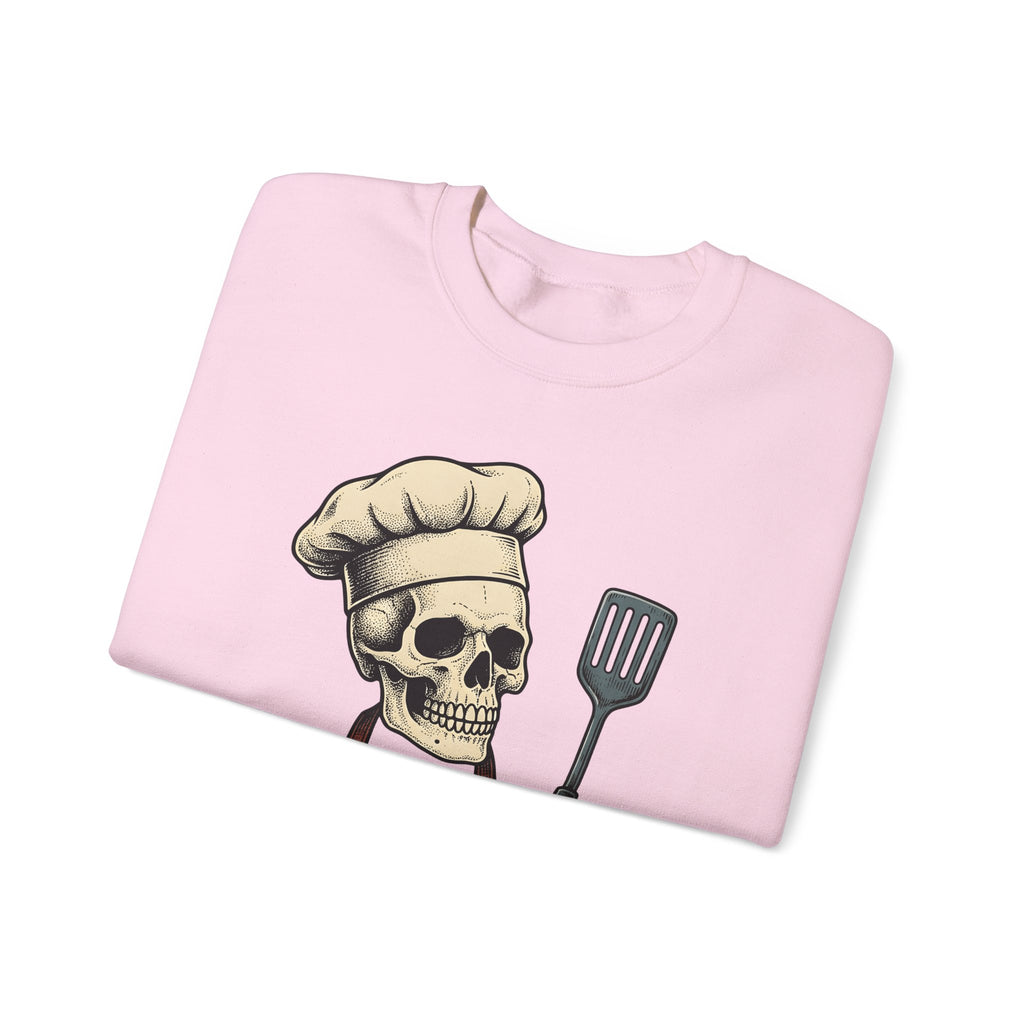 Skeleton Cook Sweatshirt Barbecue Fun Gift Women Classic Sweatshirt Skeleton Sweatshirt Bbq Fan Vintage Sweatshirt Humor Graphic Line Art Grill Spatula Sweatshirt