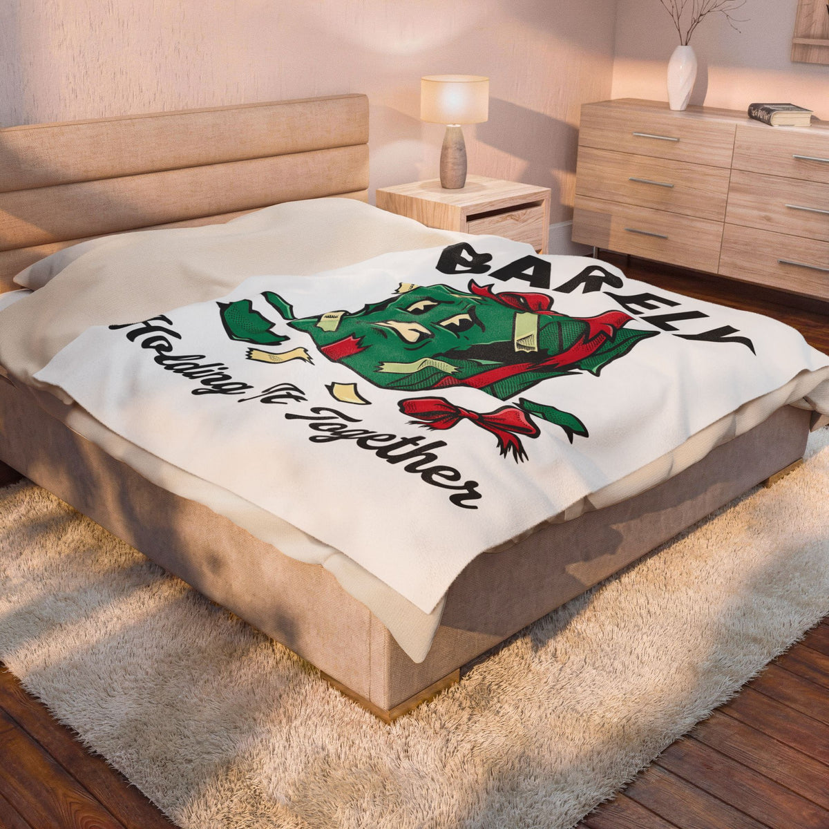 Weathered Package Blanket Christmas Comedy Gift Women Animated Blanket Parcel Blanket Xmas Fan Cartoon Blanket Humor Graphic Old School Knot Blanket