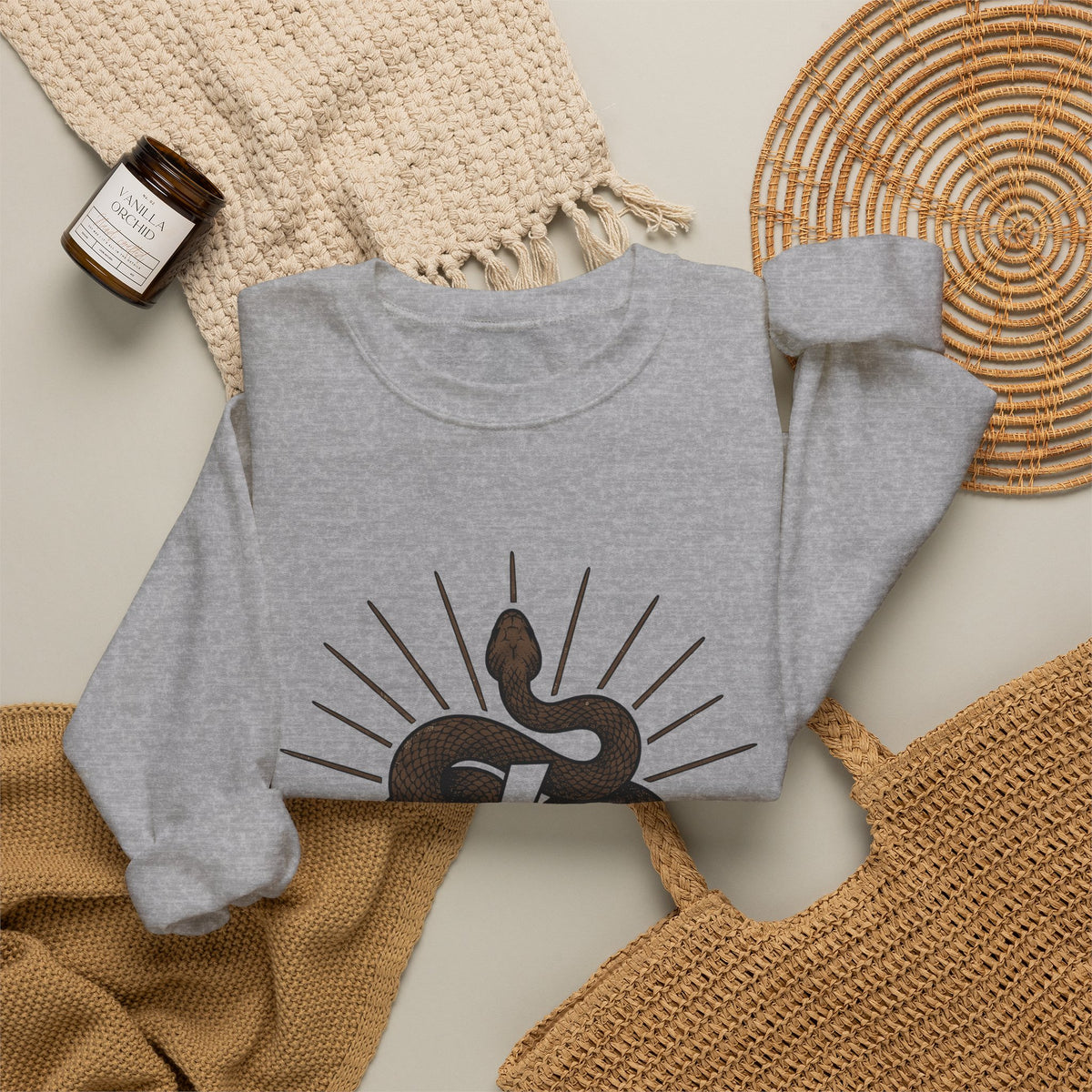 Snake Cowgirl Western Gift Boho Serpent Rodeo Fan Hippie Cowboy Vintage Lightning Bolt Sweatshirt