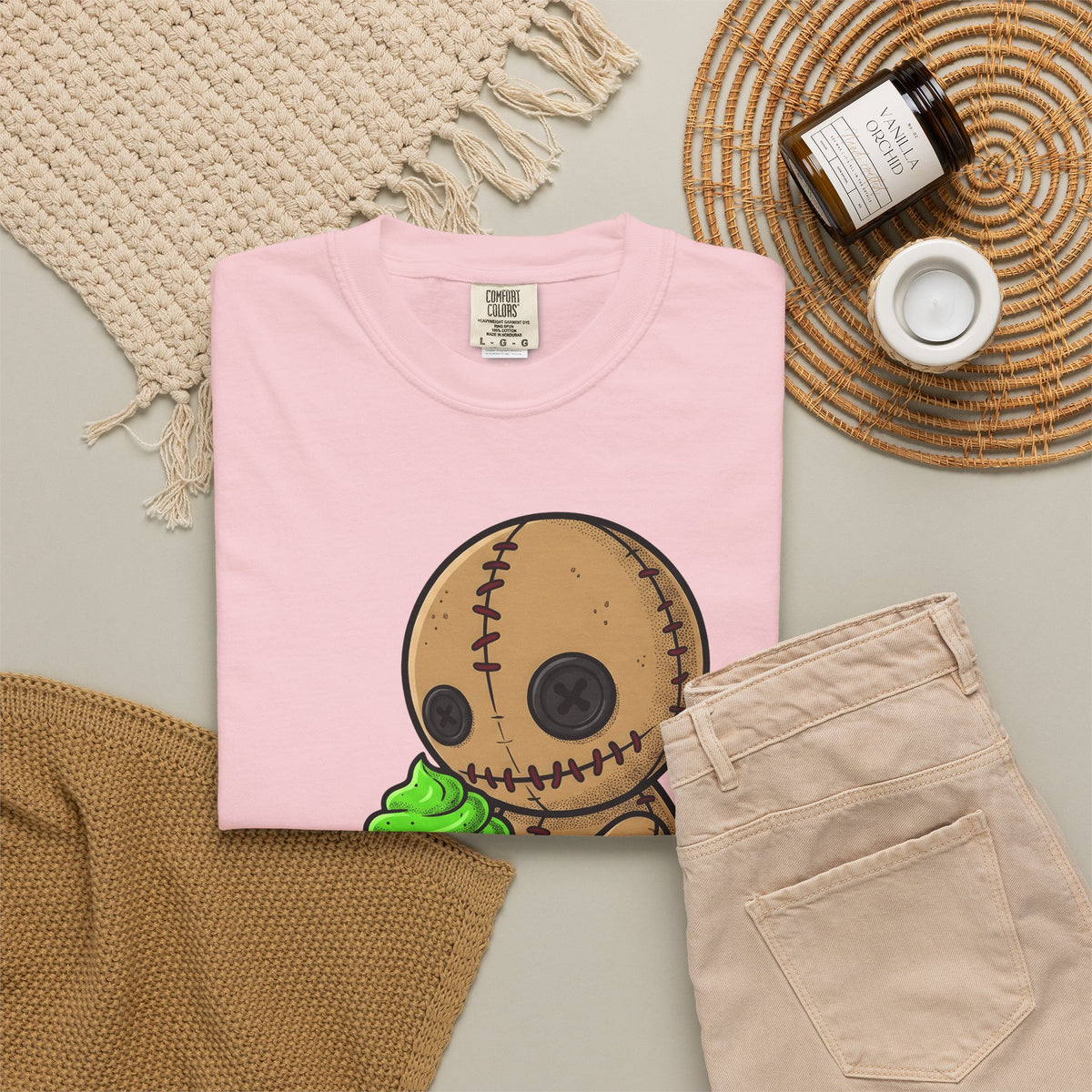 Voodoo Doll T-Shirt Desserts Spooky Gift Women Cartoon T-Shirt Poppet T-Shirt Pastry Fan Comic T-Shirt Horror Graphic Gothic Cupcake T-Shirt