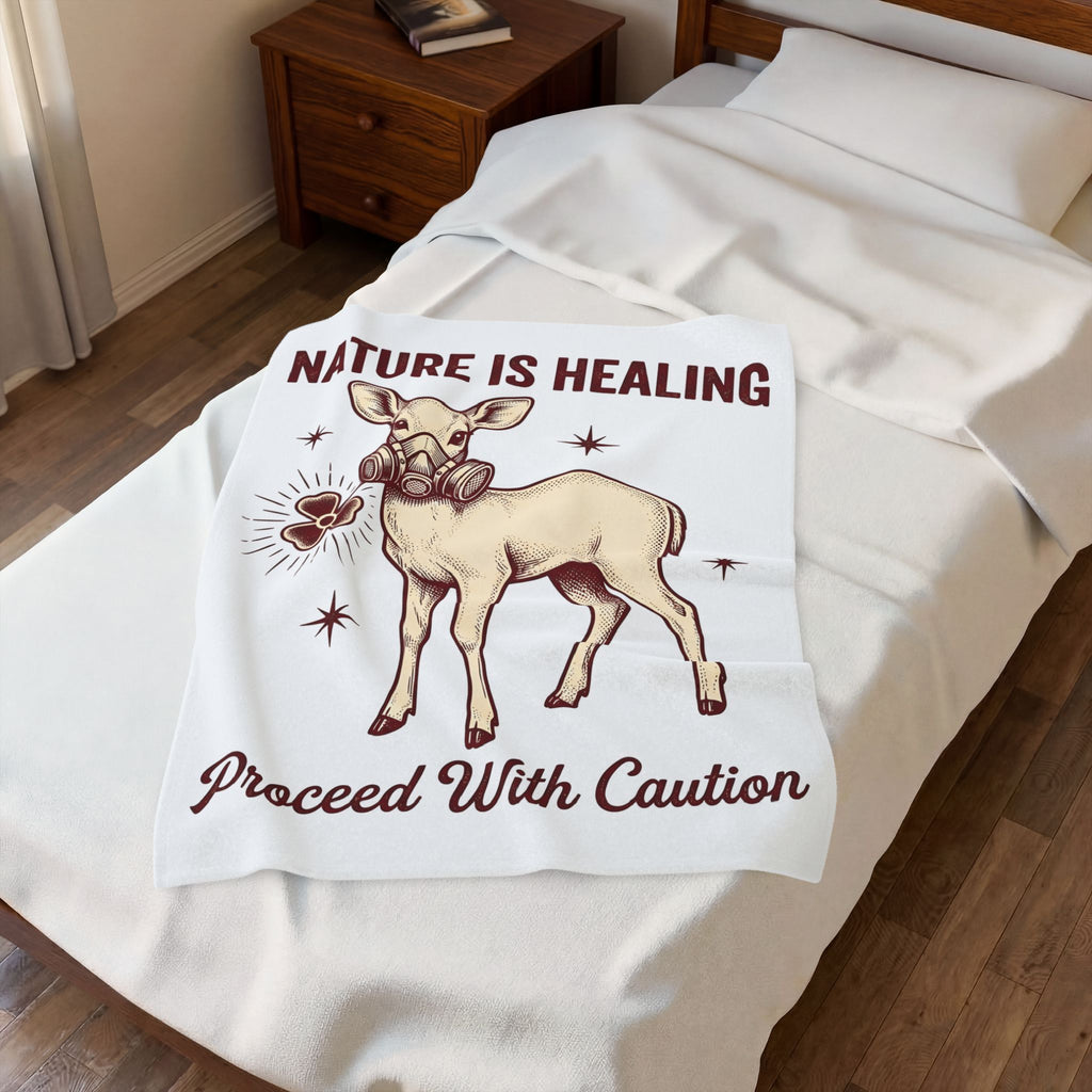 Buck Gas Mask Blanket Nature Fauna Gift Women Antique Blanket Gas Mask Blanket Wildlife Enthusiast Vintage Blanket Animal Graphic Ink Drawing Four