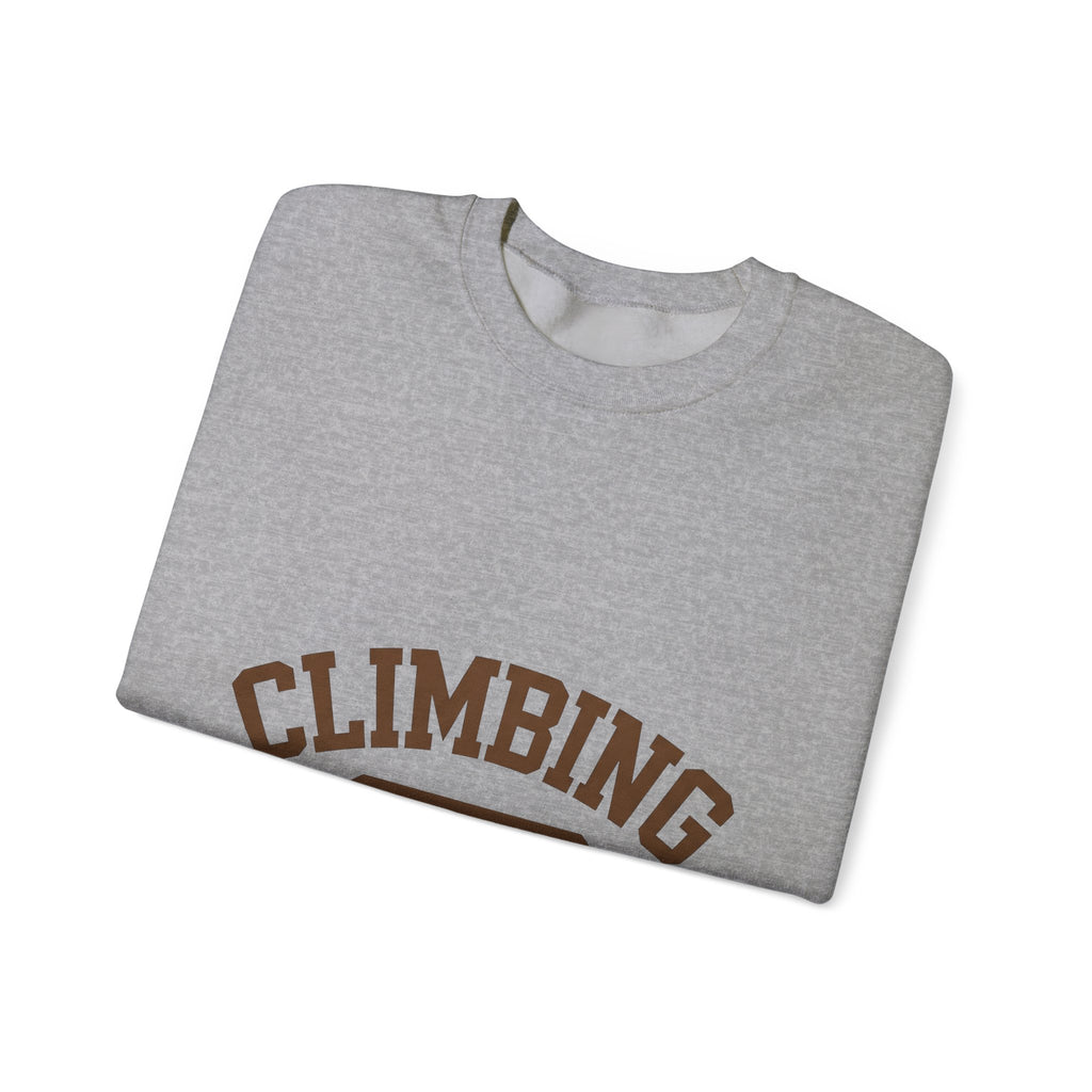 Climbing Text Sweatshirt Climbing Fitness Gift Women Bold Sweatshirt Boulder Sweatshirt Climber Enthusiast Graphic Sweatshirt Workout Graphic Retro Arched