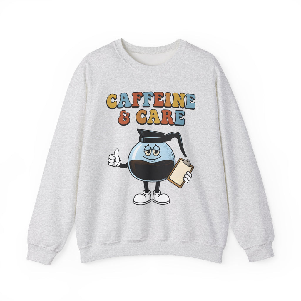 Coffee Pot Character Sweatshirt Nurses Coffee Gift Women Cartoon Sweatshirt Coffee Maker Sweatshirt Nurse Fan Cartoony Sweatshirt Caffeine Graphic Retro