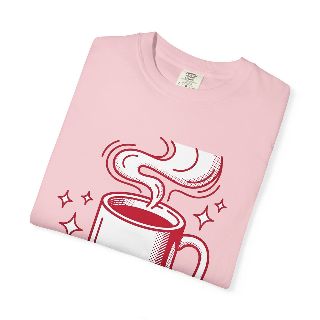 Coffee Cup T-Shirt St. Valentine's Day Coffee Gift Women Pop Art T-Shirt T-Shirt T-Shirt Valentine Fan Pop Art T-Shirt Coffee Design Retro Stars T-Shirt