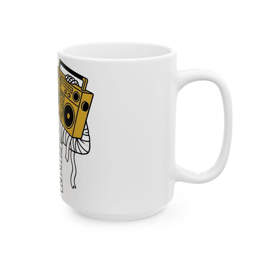 Mummy Boombox Halloween Audio Gift Sketch Wrapped Mummy Horror Fan Monster Drawing Old Mug