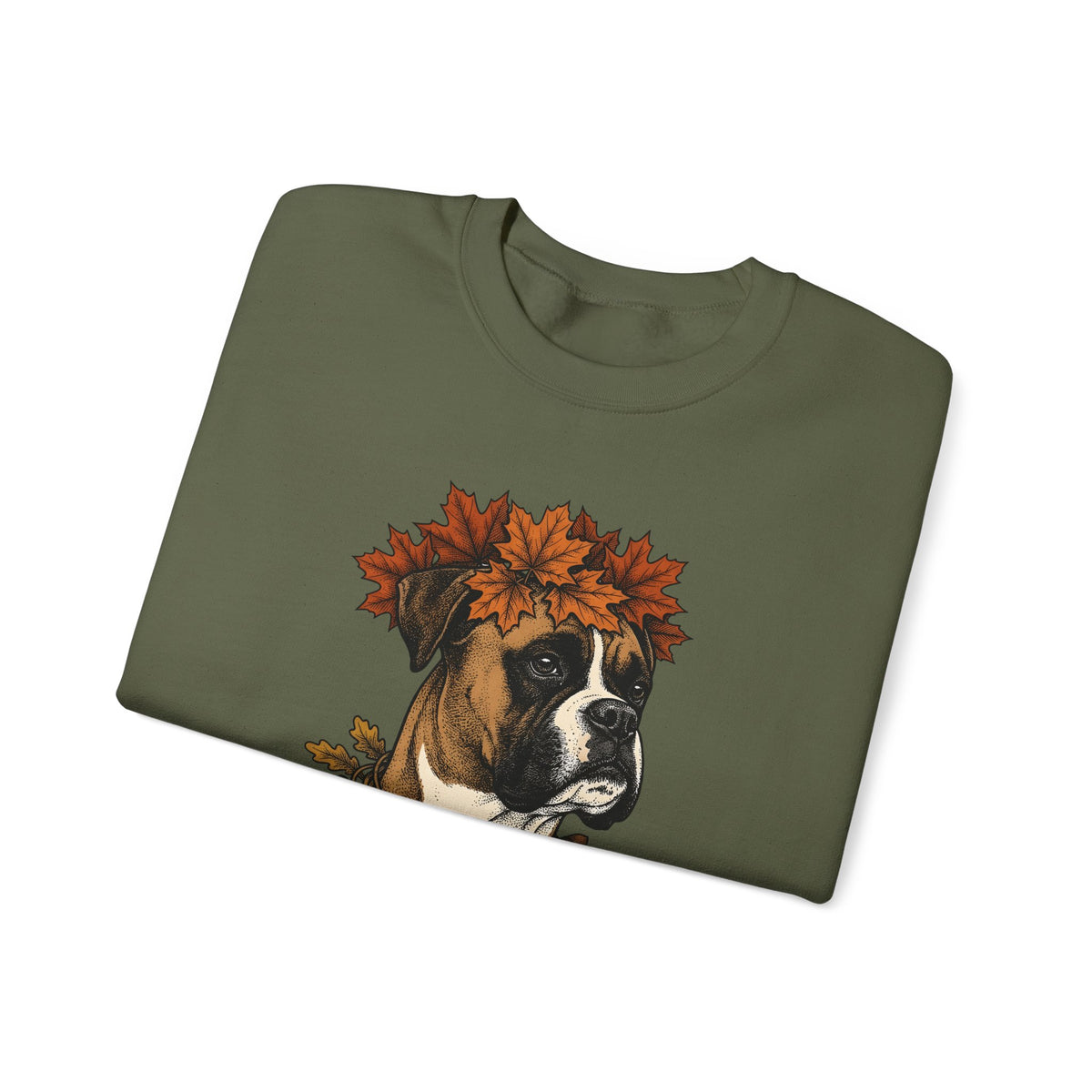 Boxer Puppy Sweatshirt Dog Autumn Gift Women Retro Sweatshirt Puppy Sweatshirt Dog Fan Pup Sweatshirt Fall Graphic Sketch Fall Leaves Sweatshirt