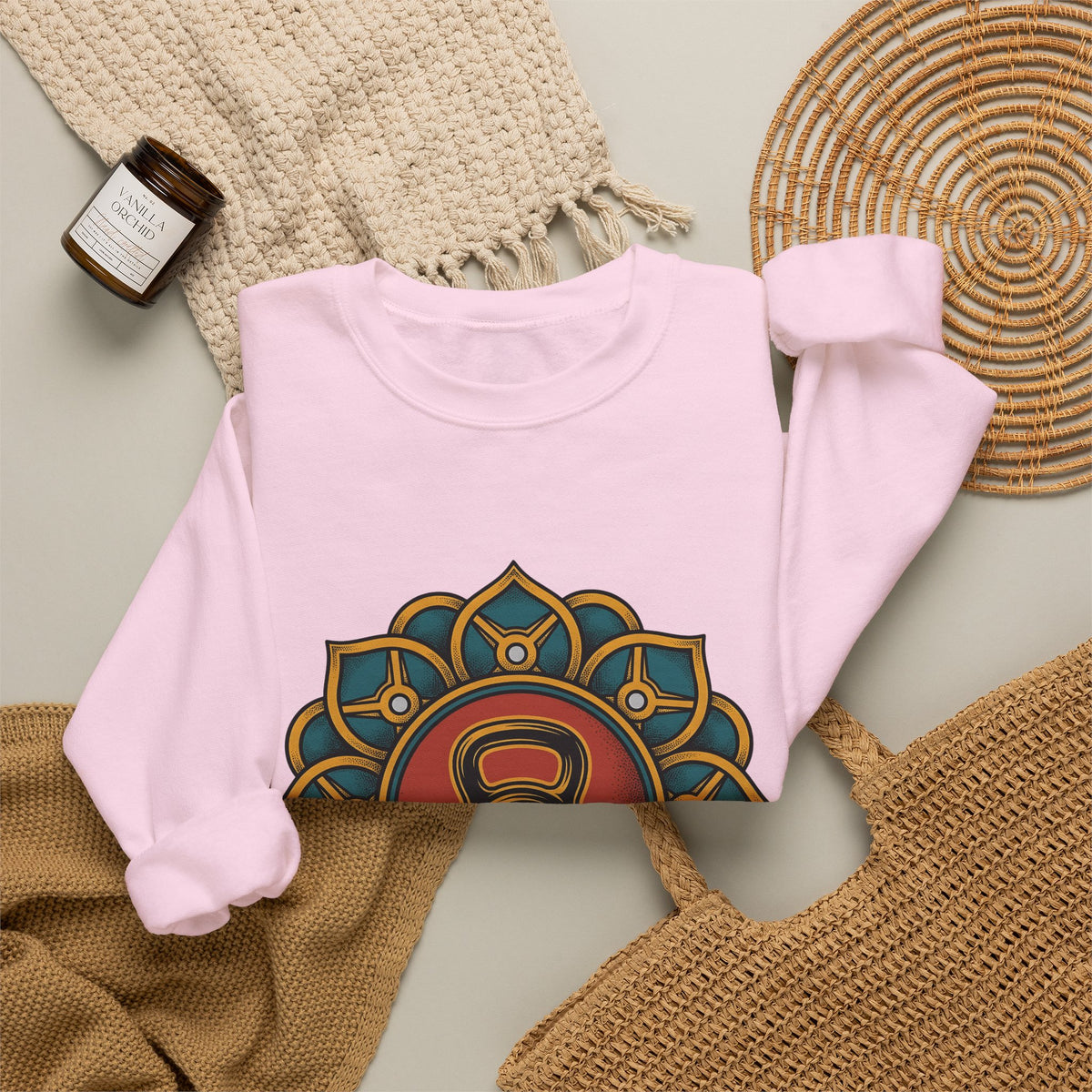 Kettlebell Mandala Sweatshirt Sports Fitness Gift Women Boho Sweatshirt Kettlebell Sweatshirt Athlete Enthusiast Hippie Sweatshirt Workout Graphic Vintage