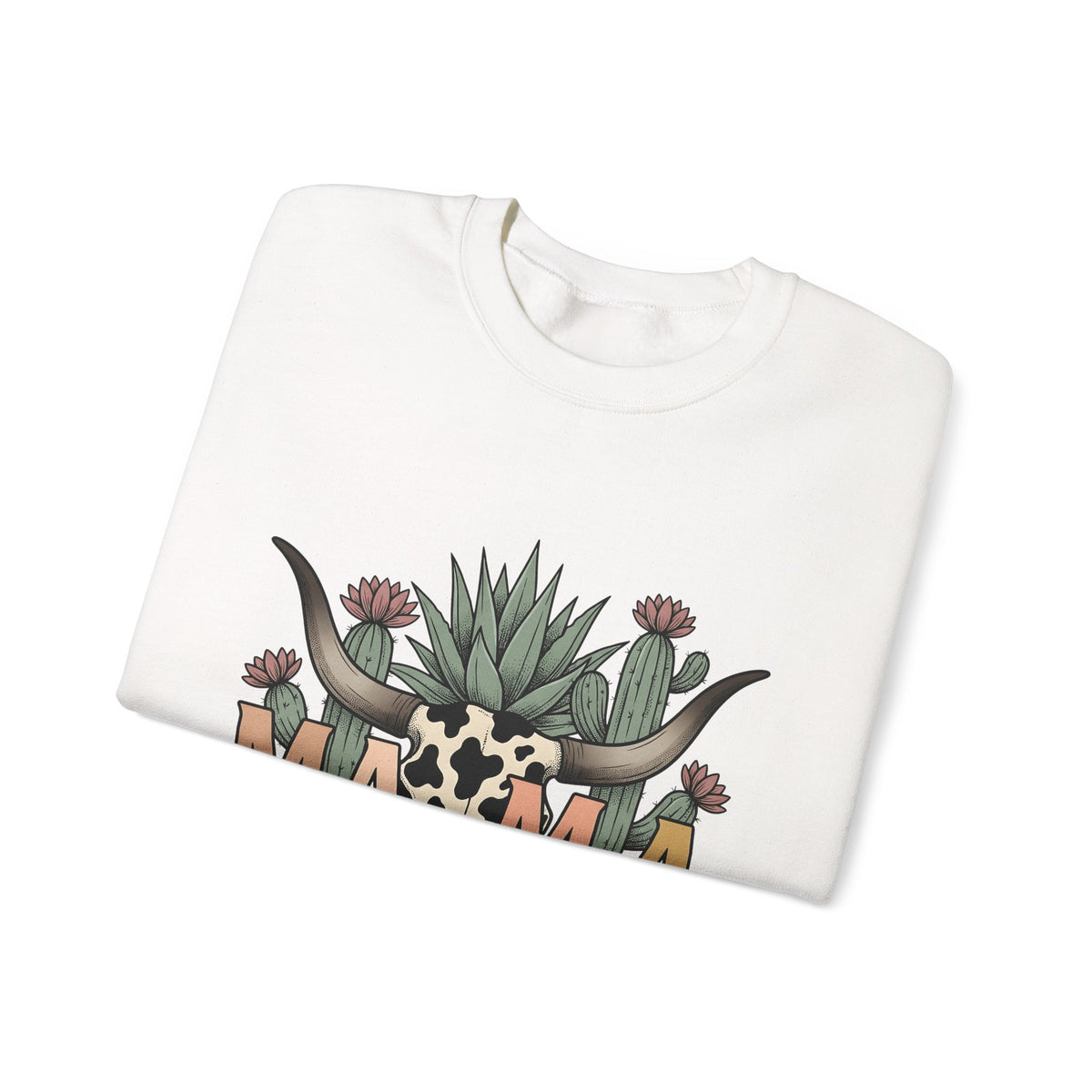 Longhorn Skull Cactus Sweatshirt Moms Plains Gift Women Native Sweatshirt Cactus Sweatshirt Mother Fan Tribal Sweatshirt Prairie Graphic Line Art Desert Plant