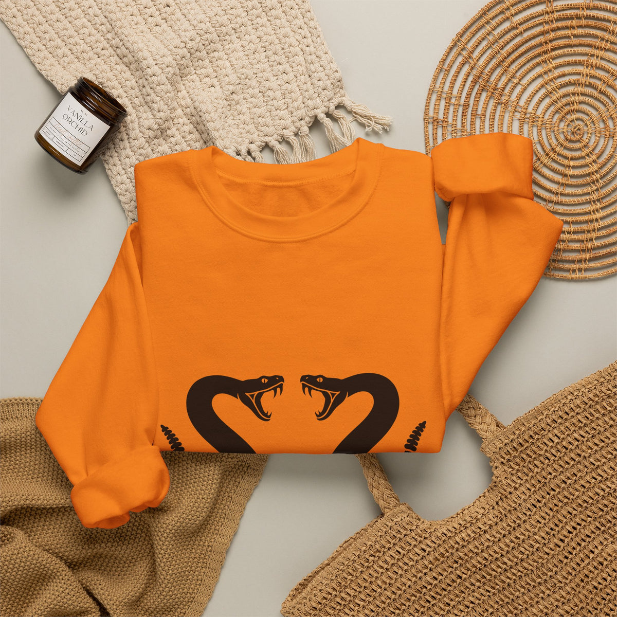 Rattlesnake Pair Sweatshirt Cowgirl Animal Gift Women Bold Sweatshirt Rattler Sweatshirt Rodeo Fan Graphic Design Illustration Western Mirrored Design