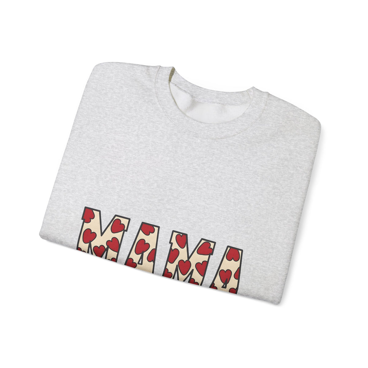 Heart Pattern Text Sweatshirt Moms Family Gift Women Bold Sweatshirt Typography Sweatshirt Motherhood Fan Graphic Sweatshirt Clan Graphic Retro Red Hearts