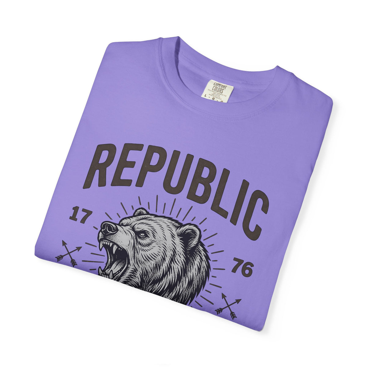 Bear Face T-Shirt America Flag Gift Women Retro T-Shirt Ursine T-Shirt Patriot Fan Vintage T-Shirt Banner Graphic Sketch Arrow T-Shirt