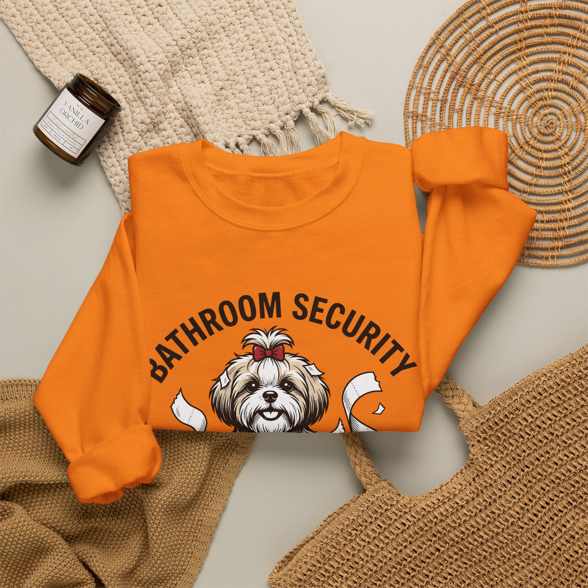 Shih Tzu Puppy Sweatshirt Dog Joke Gift Women Comic Sweatshirt Puppy Sweatshirt Dog Fan Cartoon Sweatshirt Humor Graphic Sketch Bathroom Paper Sweatshirt