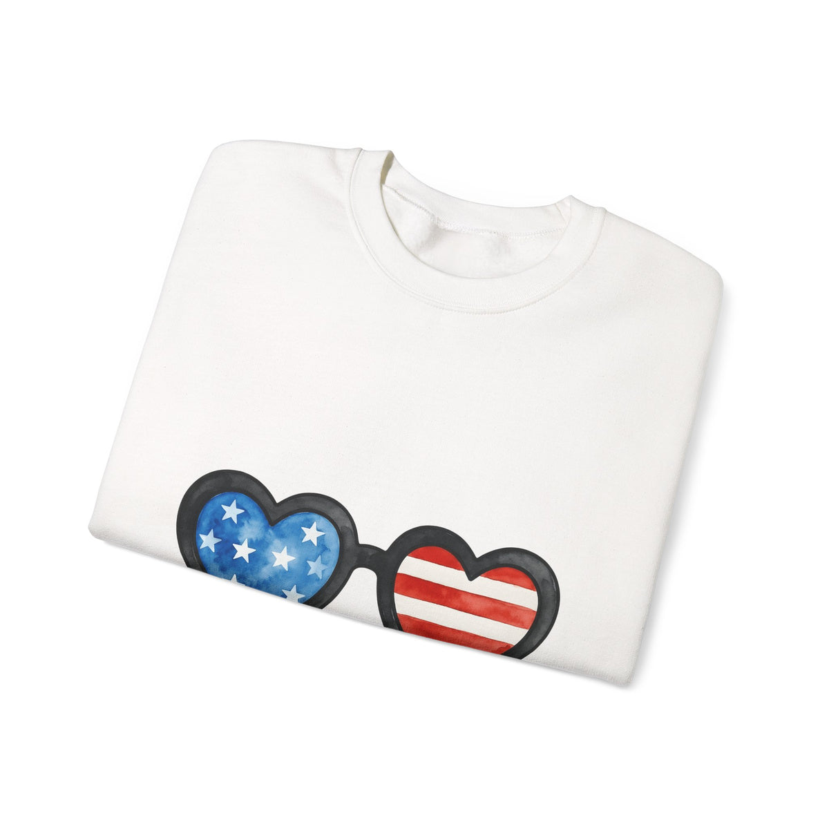 Heart Sunglasses Sweatshirt 4th Of July Patriotic Gift Women Watercolor Sweatshirt Shades Sweatshirt Independence Day Fan Painted Sweatshirt American Graphic