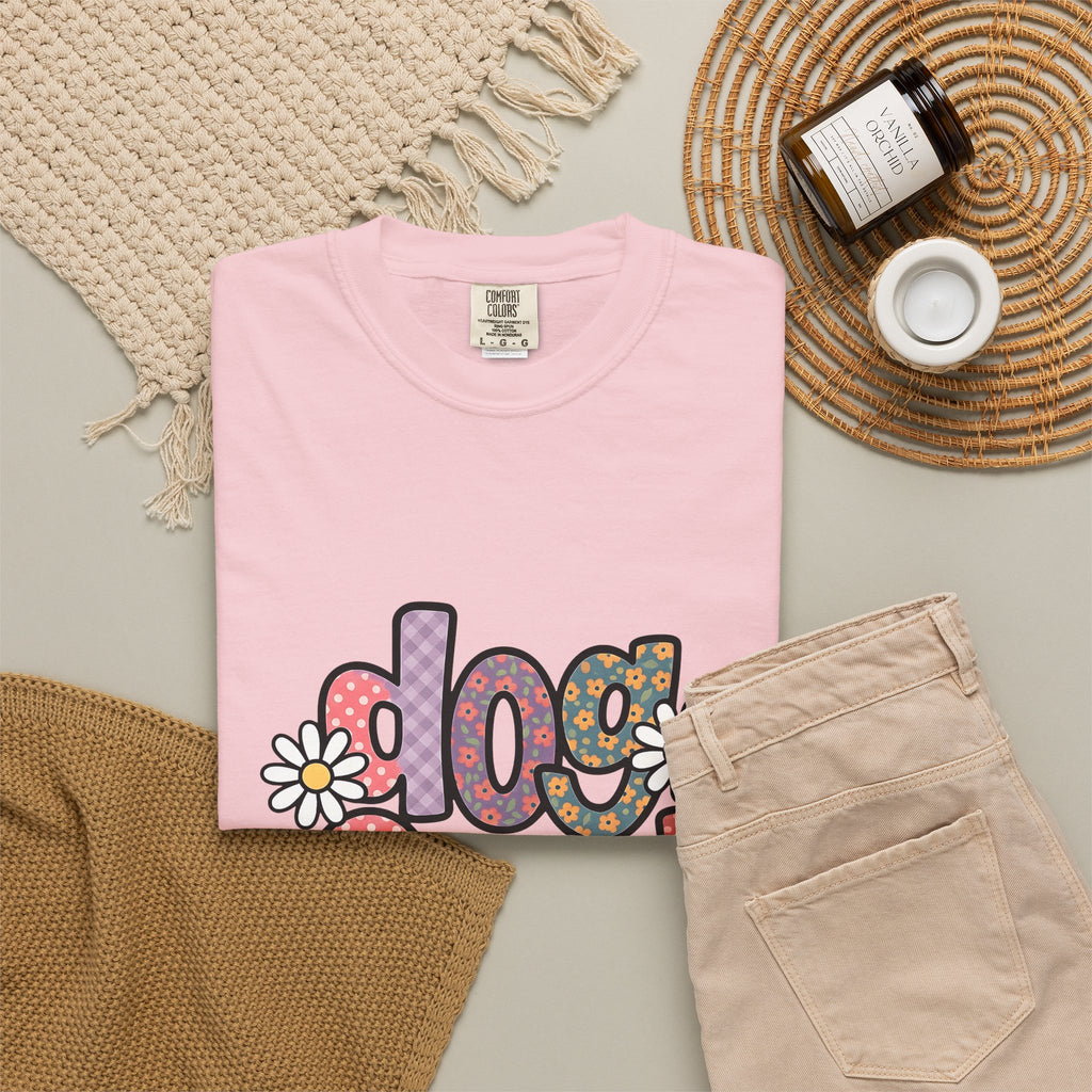 Floral Lettering Print T-Shirt Dog Niece Gift Women Sketch T-Shirt Typography T-Shirt Dog Fan Hand Drawn T-Shirt Niece Graphic Cartoon Chamomile