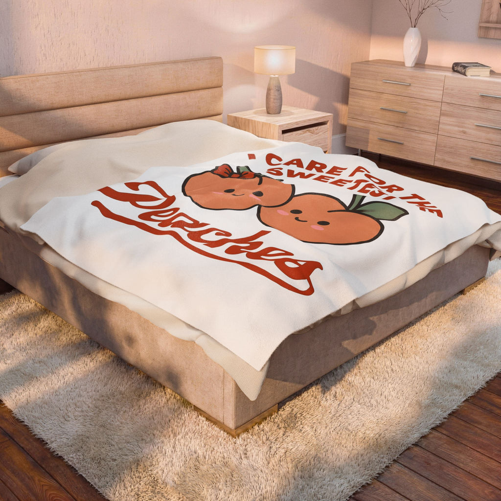 Adorable Peach Design Blanket Nurses Gratitude Gift Women Chibi Blanket Peach Blanket Nurse Enthusiast Cartoon Blanket Appreciation Graphic Comic