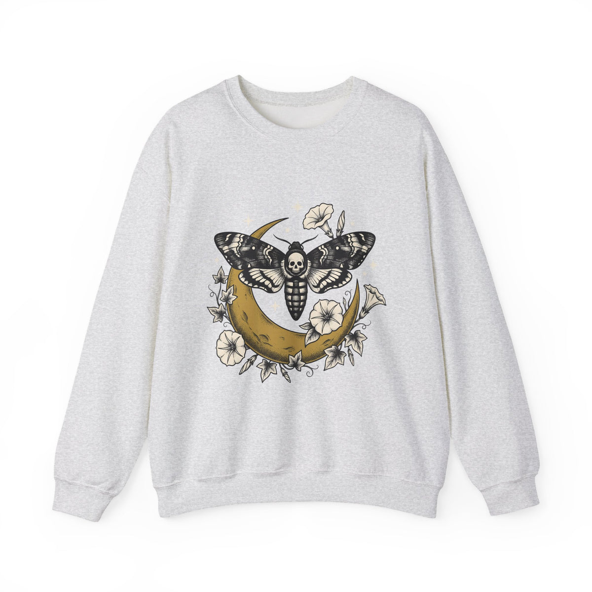 Skull Moth Sweatshirt Halloween Dark Gift Women Tribal Sweatshirt Deathshead Moth Sweatshirt Horror Fan Primitive Sweatshirt Gothic Graphic Retro Half Moon