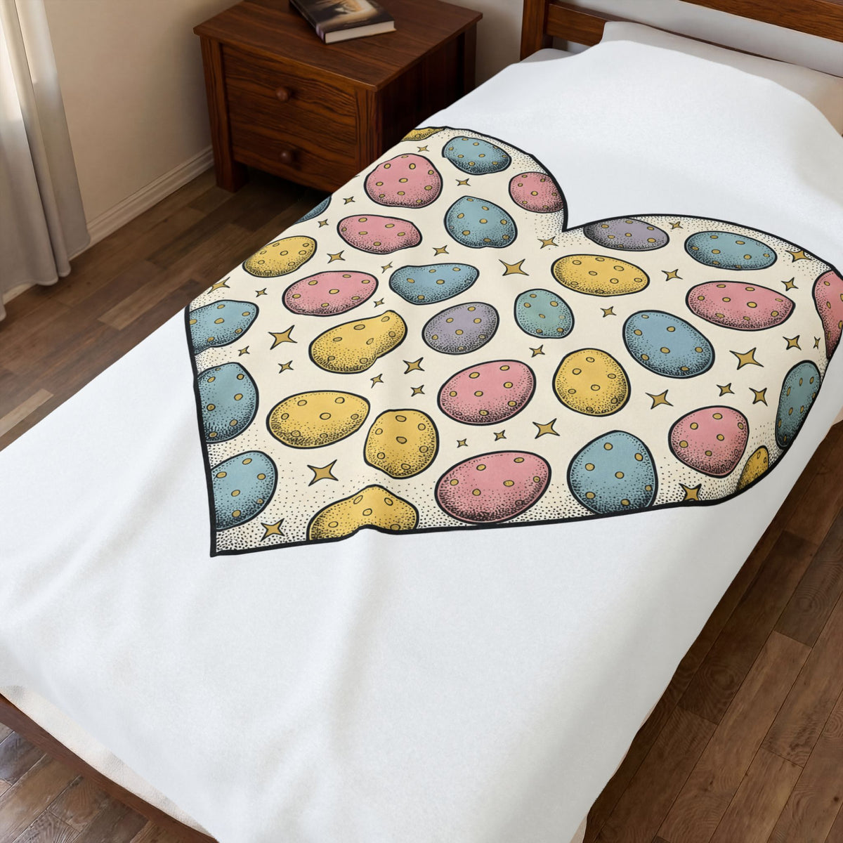 Heart Egg Blanket Easter Festivity Gift Women Hand Drawn Blanket Easter Egg Blanket Easter Fan Hand Drawn Blanket Celebration Graphic Classic