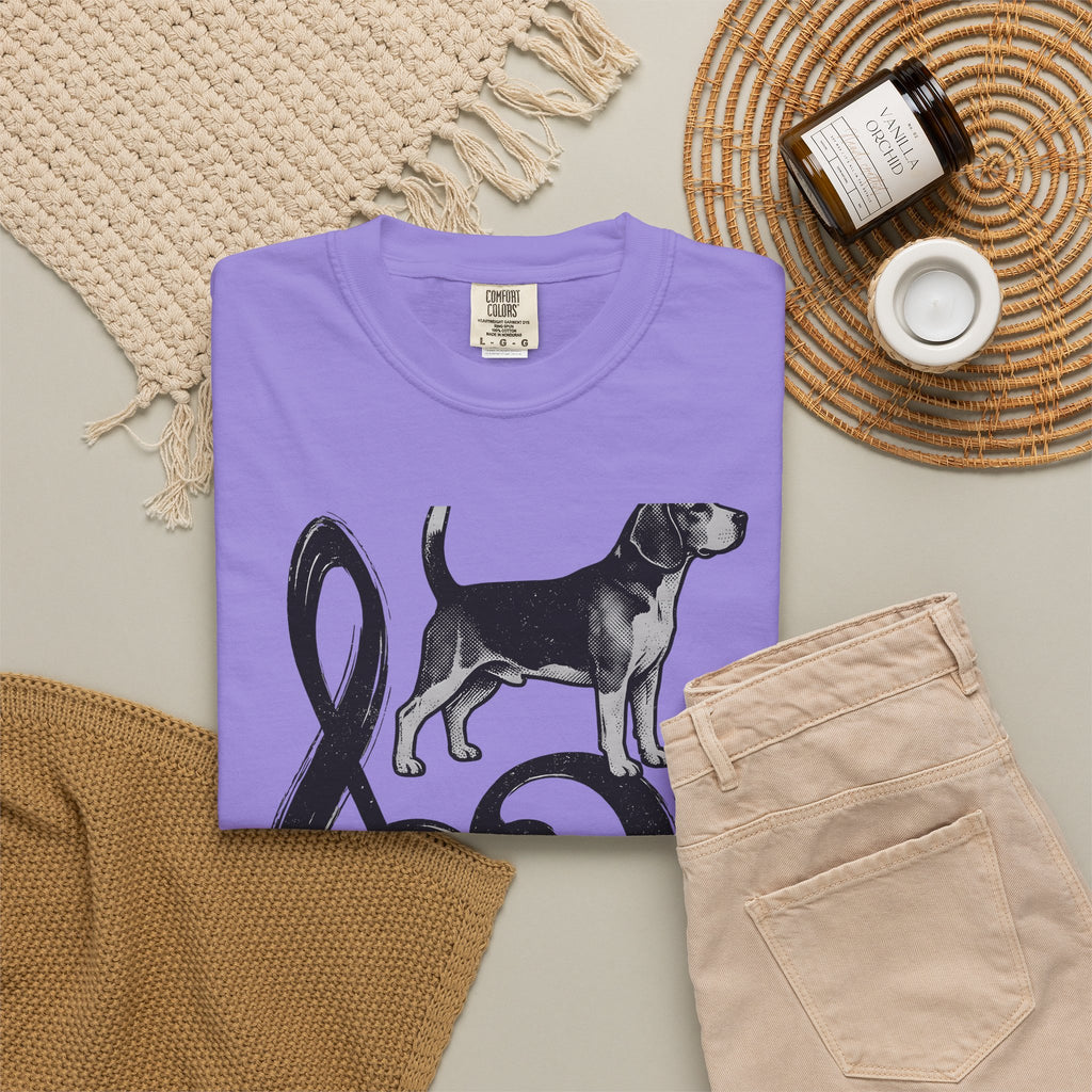 Beagle Pet T-Shirt Dog Sound Gift Women Classic T-Shirt Hound T-Shirt Dog Fan Puppy T-Shirt Music Graphic Doodle Note Symbols T-Shirt