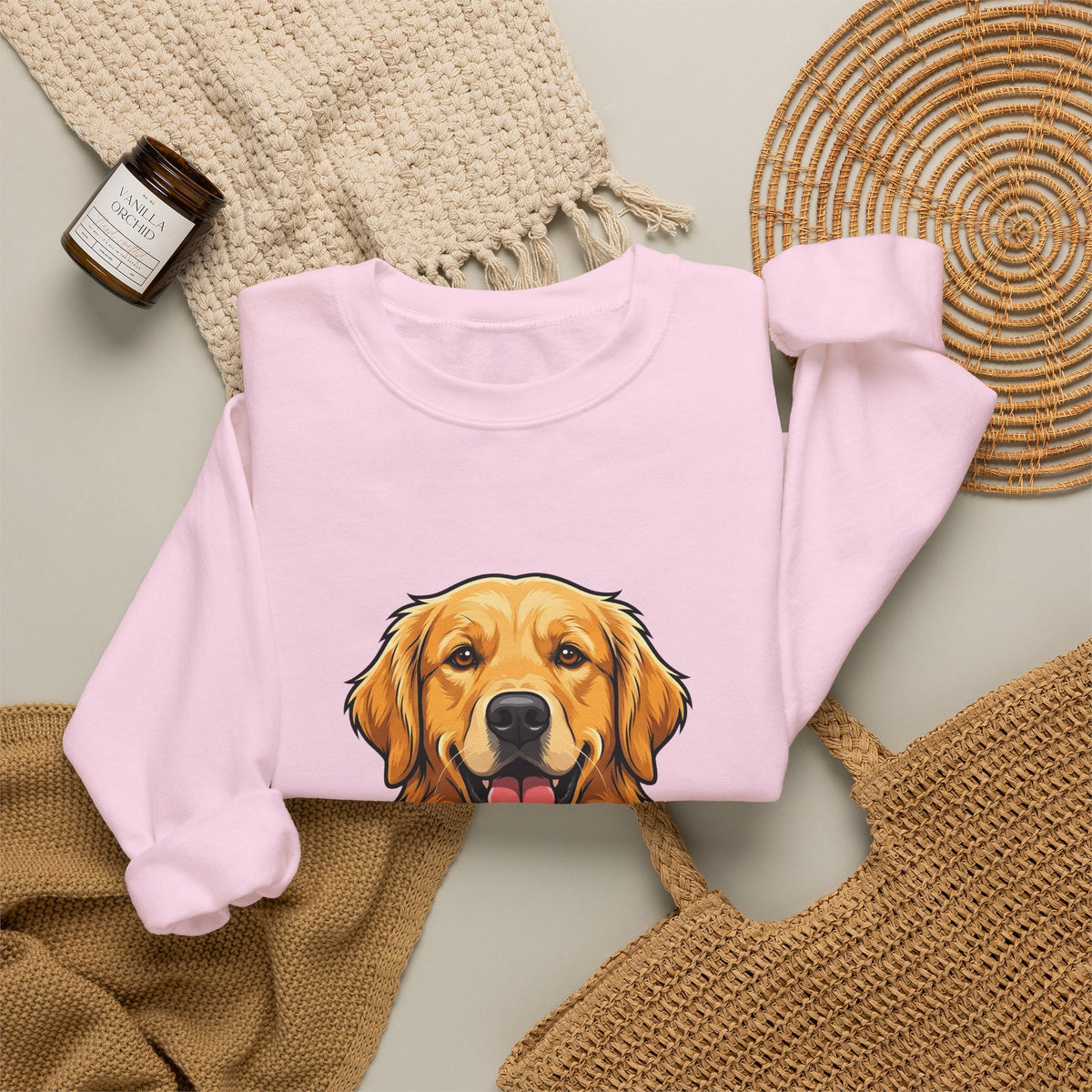 Golden Retriever Dog Pet Gift Cartoon Retriever Dog Fan Puppy Doggy Bold Fur Sweatshirt
