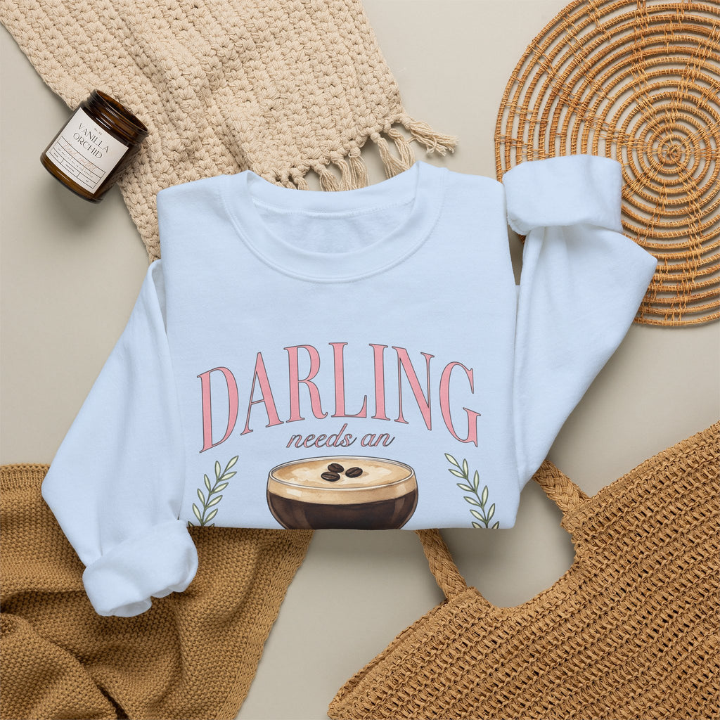 Espresso Martini Sweatshirt Coffee Cocktail Gift Women Watercolor Sweatshirt Martini Sweatshirt Coffee Fan Cocktail Design Sweatshirt Hand Drawn Pink Bow