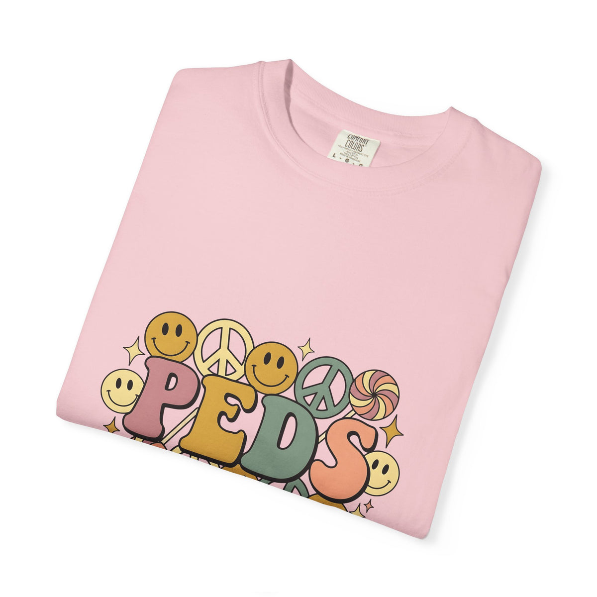 Happy Face Peace Symbol T-Shirt Nurses Kids Gift Women Cartoon T-Shirt Smiley T-Shirt Nurse Enthusiast Comic T-Shirt Youth Graphic Vintage Candy
