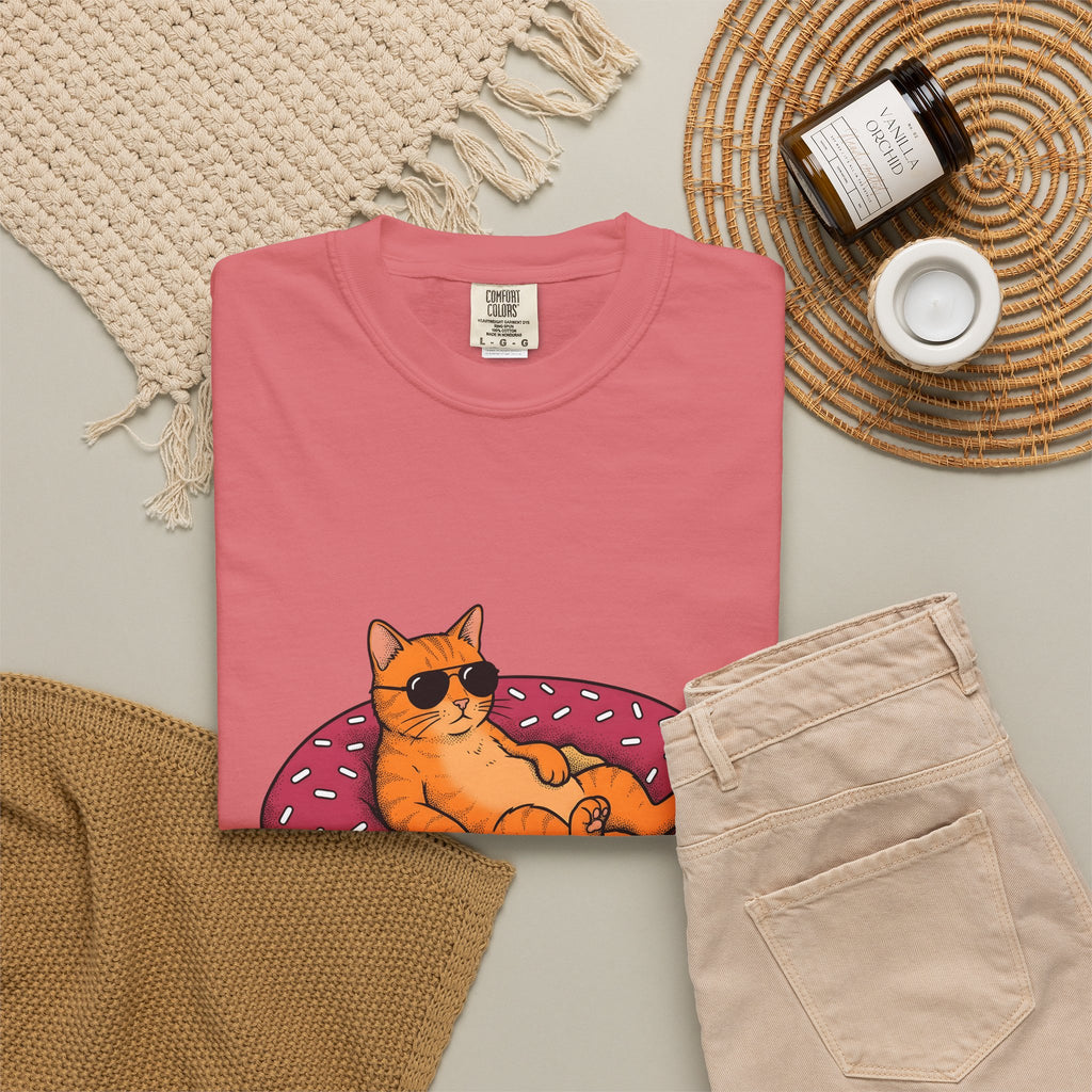 Feline Donut T-Shirt Cat Cuisine Gift Women Animated T-Shirt Cat T-Shirt Cat Fan Kitty T-Shirt Food Graphic Classic Glasses T-Shirt