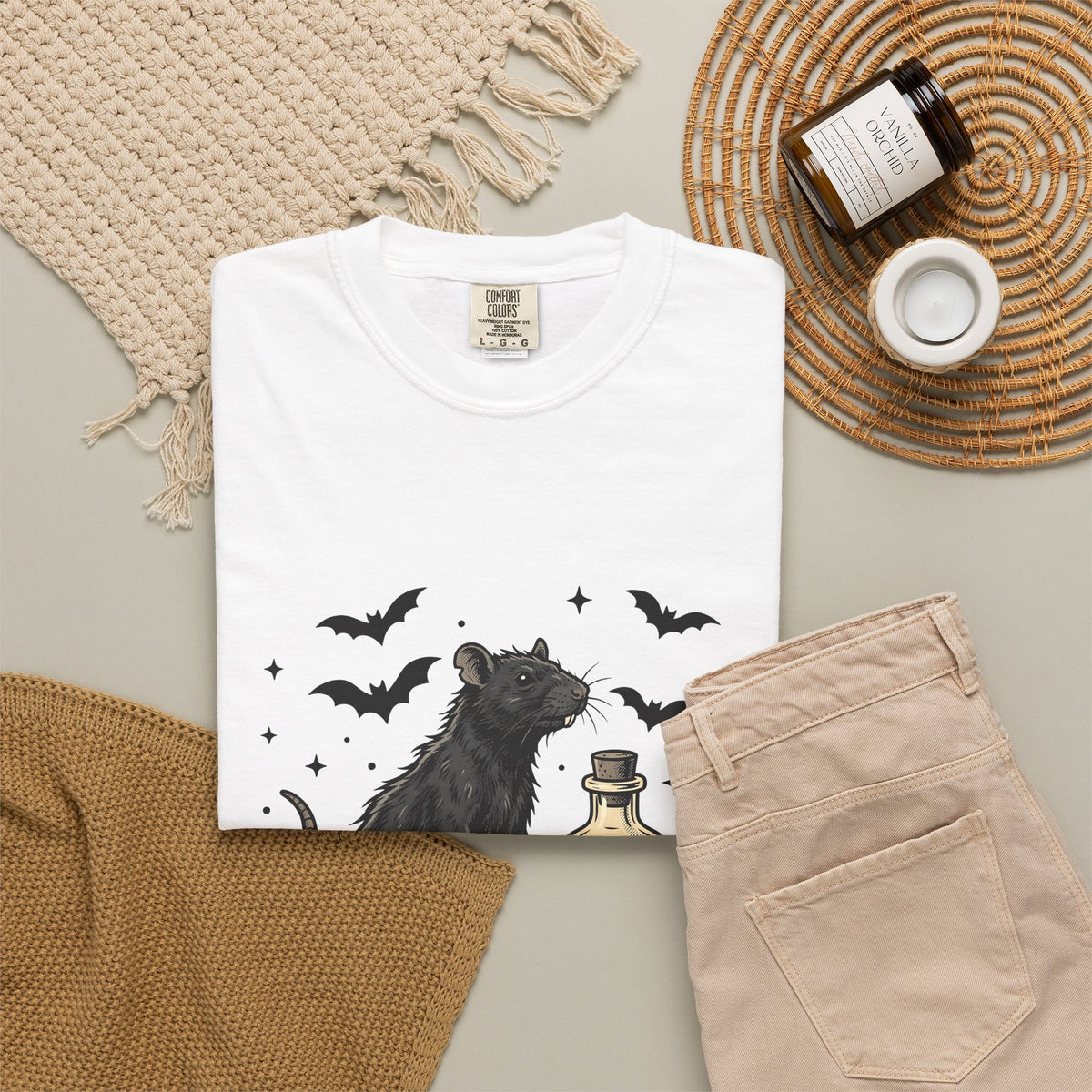 Rodent Brew T-Shirt Halloween Horror Gift Women Hand Drawn T-Shirt Mouse Brew T-Shirt Horror Fan Illustrated Graphic T-Shirt Macabre Skeletal Hand
