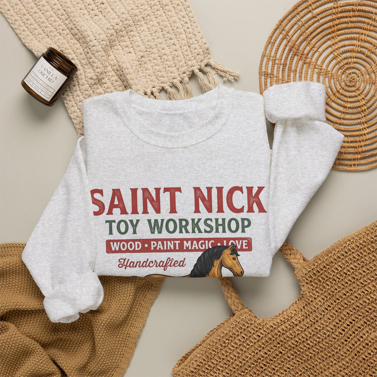 Rocking Horse Sweatshirt Christmas Dolls Gift Women Retro Sweatshirt Hobby Horse T-Sh