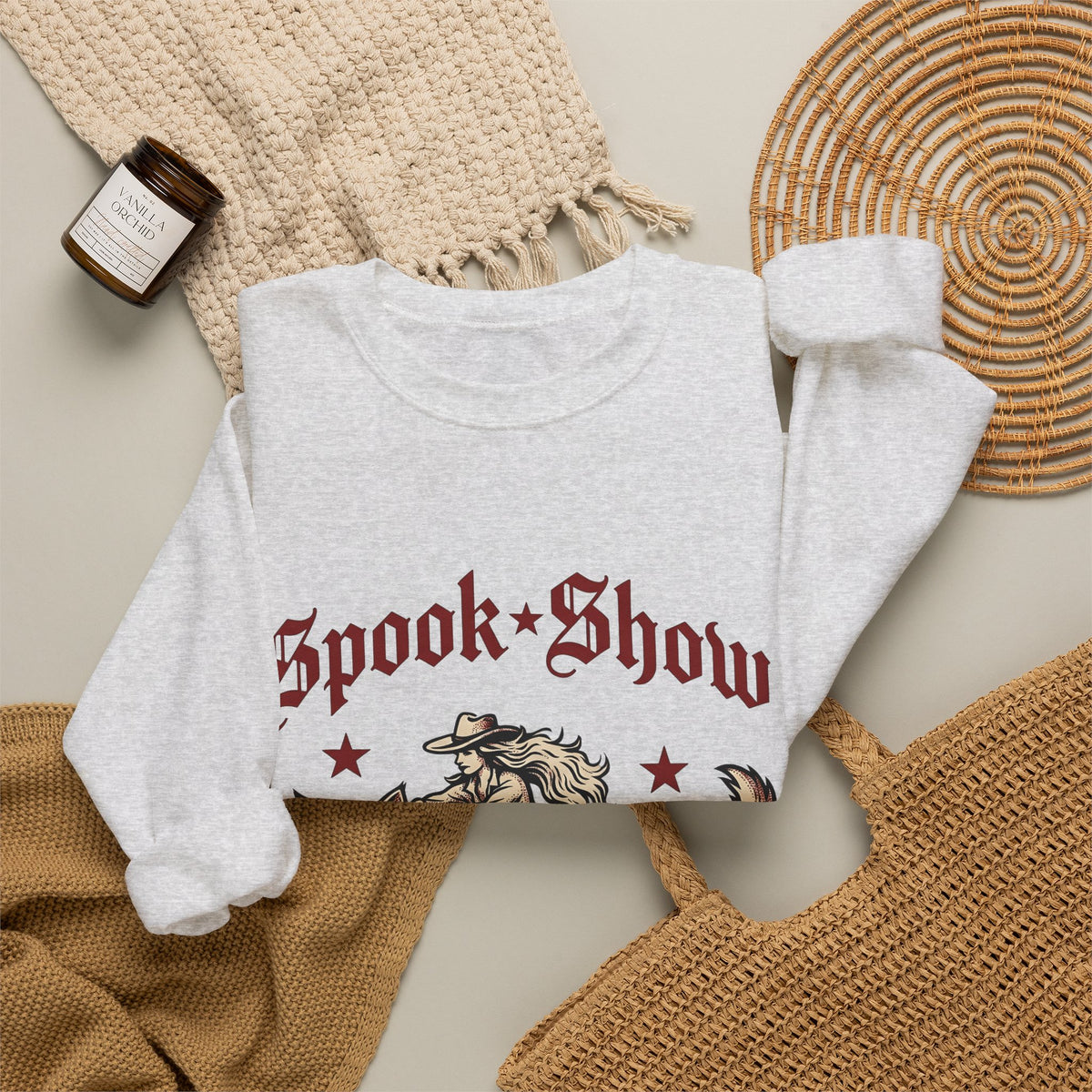 Cowgirl Kitten Halloween Rodeo Gift Farmhouse Kitten Horror Fan Rustic Rodeo Nostalgic Twinkles Sweatshirt