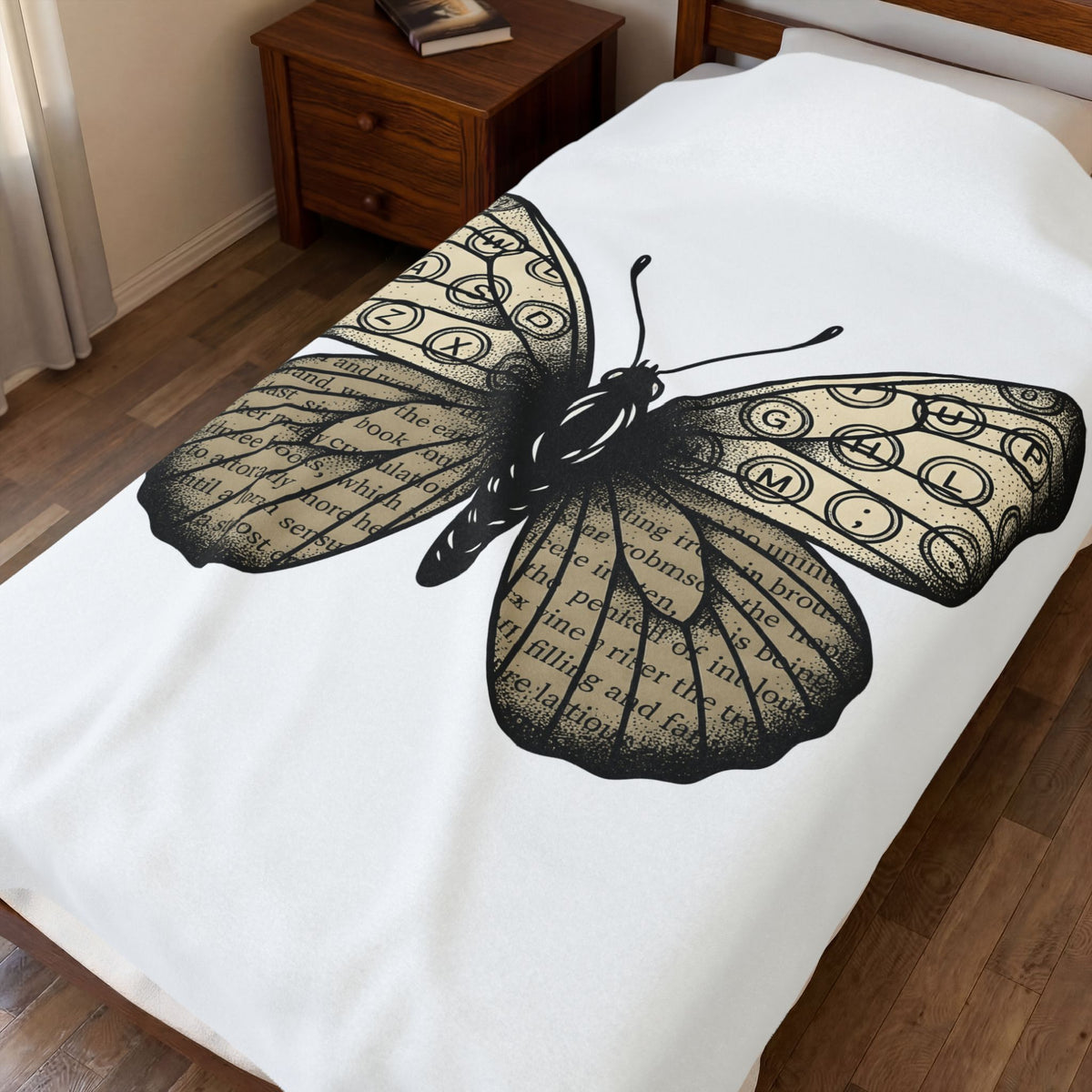 Butterfly Design Blanket Moms Environment Gift Women Sketch Blanket Butterfly Blanket Motherhood Fan Illustration Graphic Cartoon Keyboard Keys