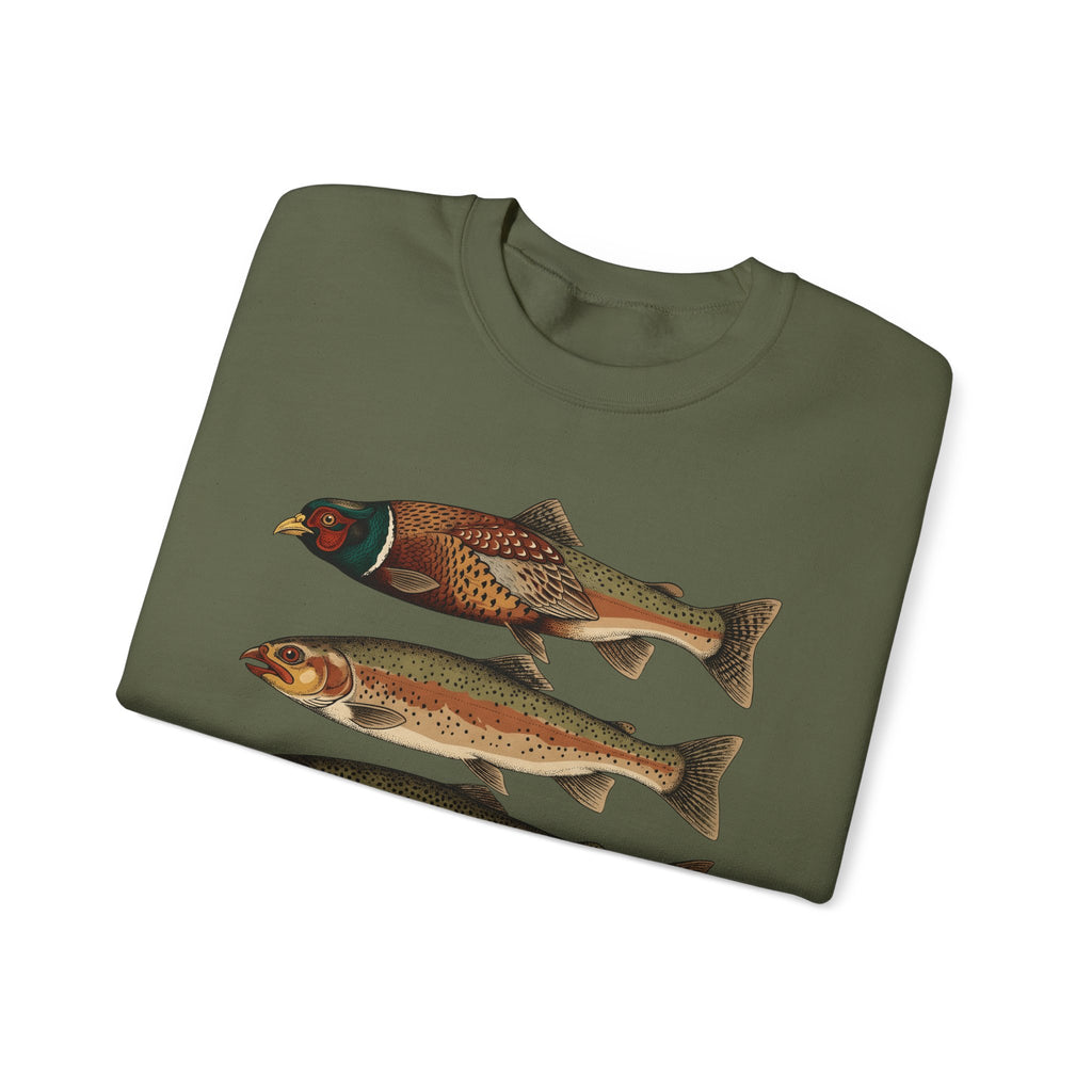 Rainbow Trout Fishing Animals Gift Retro Trout Angler Fan Vintage Wildlife Sketch Game Sweatshirt