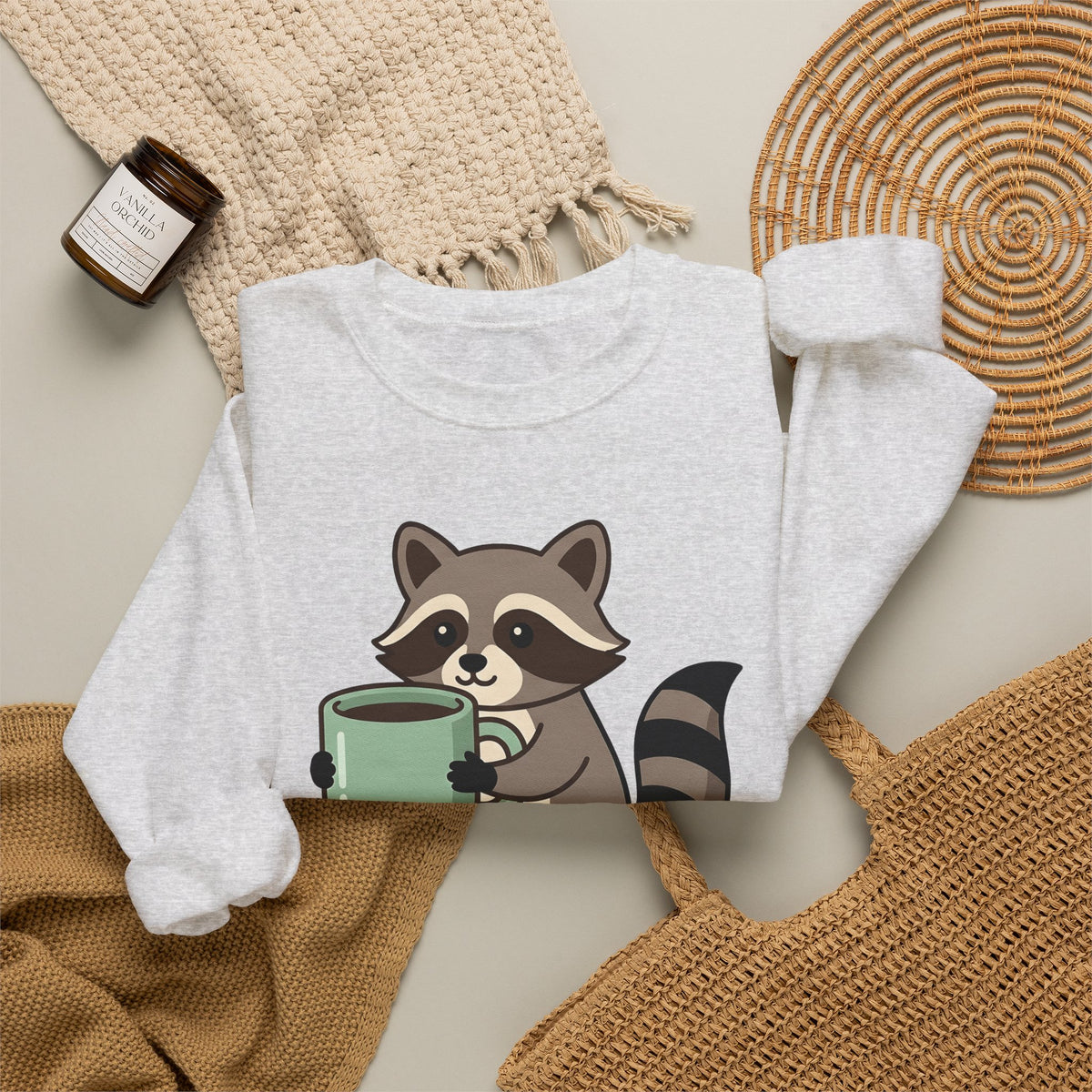 Raccoon Coffee Sweatshirt Nurses Coffee Gift Women Cute Sweatshirt Coffee Sweatshirt Nurse Enthusiast Adorable Sweatshirt Caffeinated Graphic Coffee