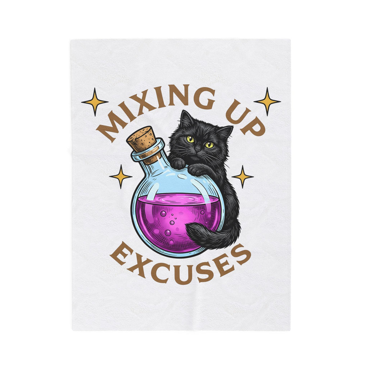 Black Cat Potion Blanket Cat Humor Gift Women Cartoon Blanket Magic Potion Blanket Cat Fan Comic Blanket Funny Graphic Vintage Stars Blanket