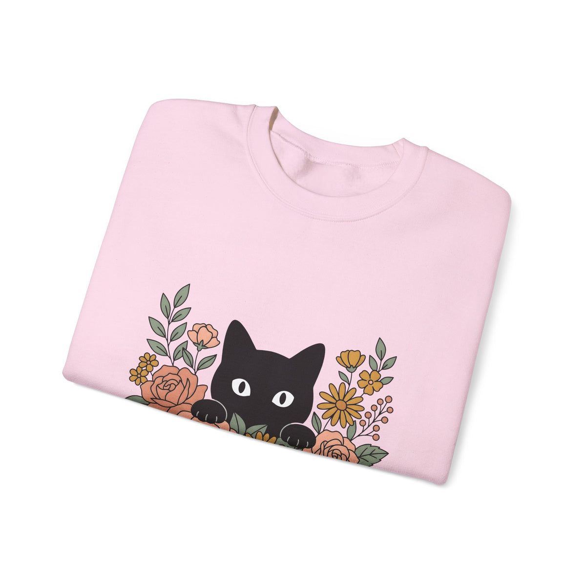 Black Cat Sweatshirt Halloween Garden Gift Women Print Art Sweatshirt Cat Sweatshirt Horror Fan Graphic Sweatshirt Yard Graphic Classic Flower Arrangement