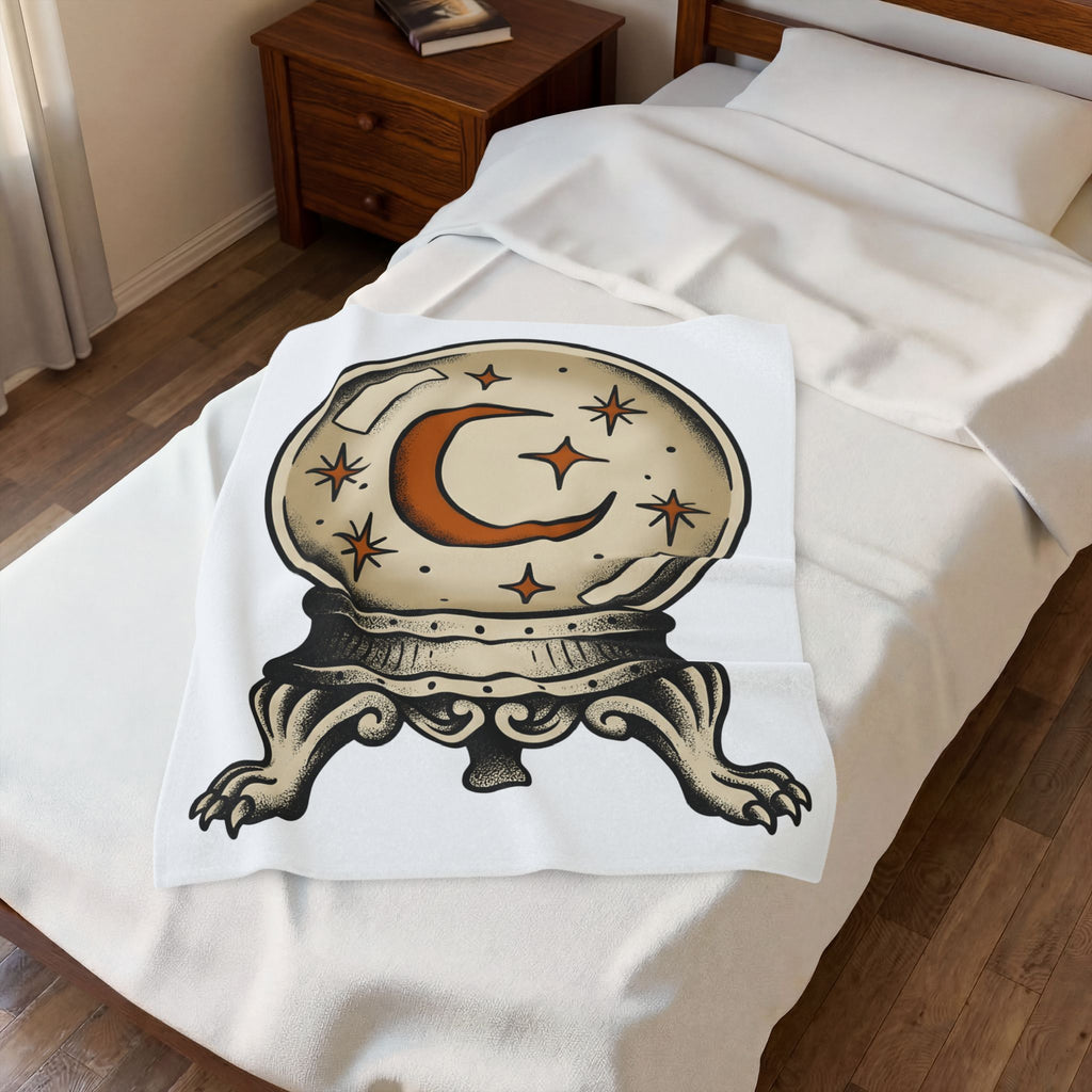 Clairvoyance Sphere Blanket Halloween Magic Gift Women Classic Blanket Crystal Ball Blanket Horror Fan Vintage Blanket Magical Graphic Line Art