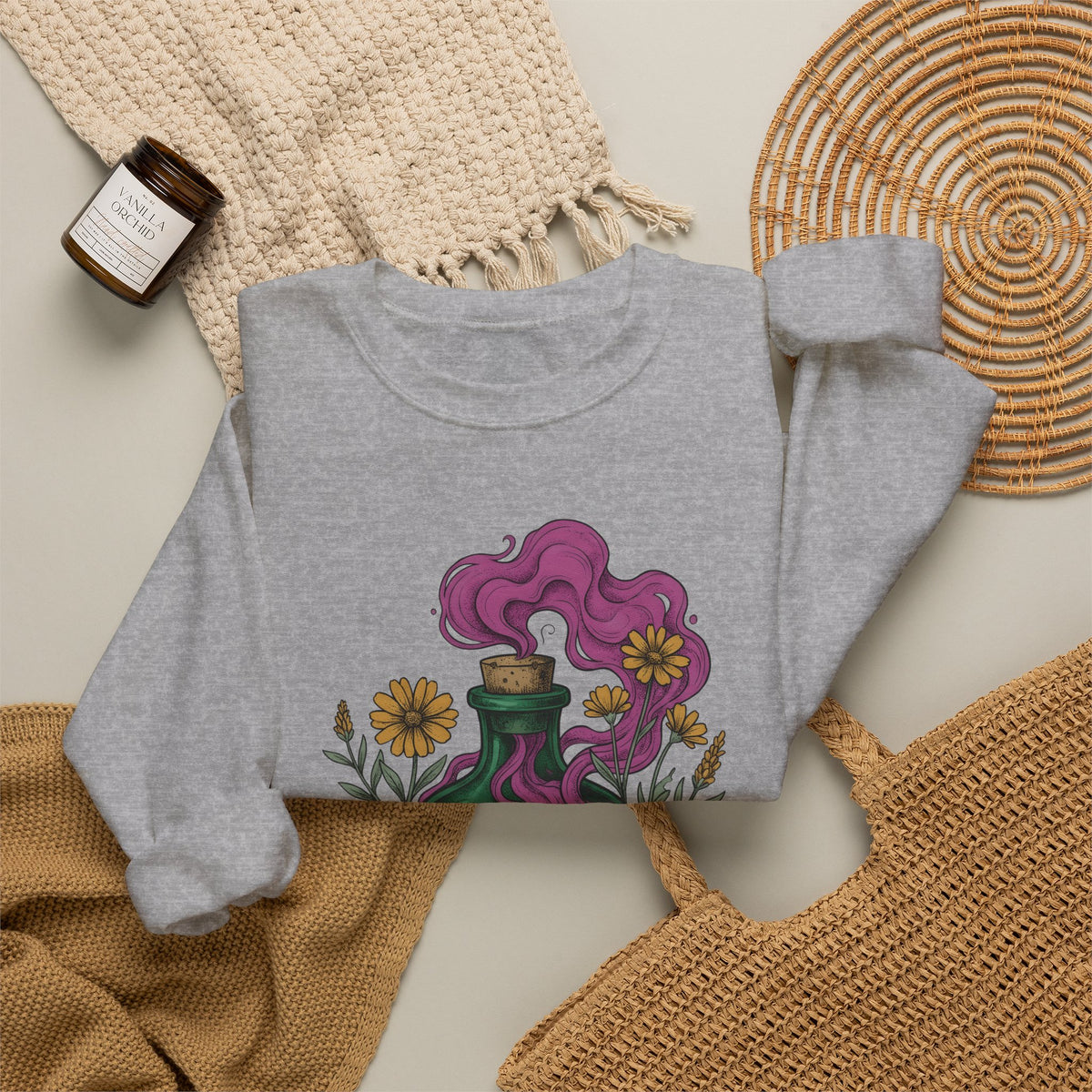 Elixir Flask Sweatshirt Halloween Magic Gift Women Cartoon Sweatshirt Potion Bottle Sweatshirt Spooky Fan Toon Sweatshirt Magical Graphic