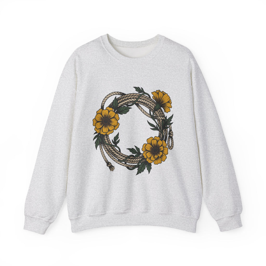 Cord Blossom Circle Sweatshirt Cowgirl Rustic Gift Women Sketch Sweatshirt Flower Circle Sweatshirt Cowgirl Fan Doodle Sweatshirt Country Graphic Hand Drawn