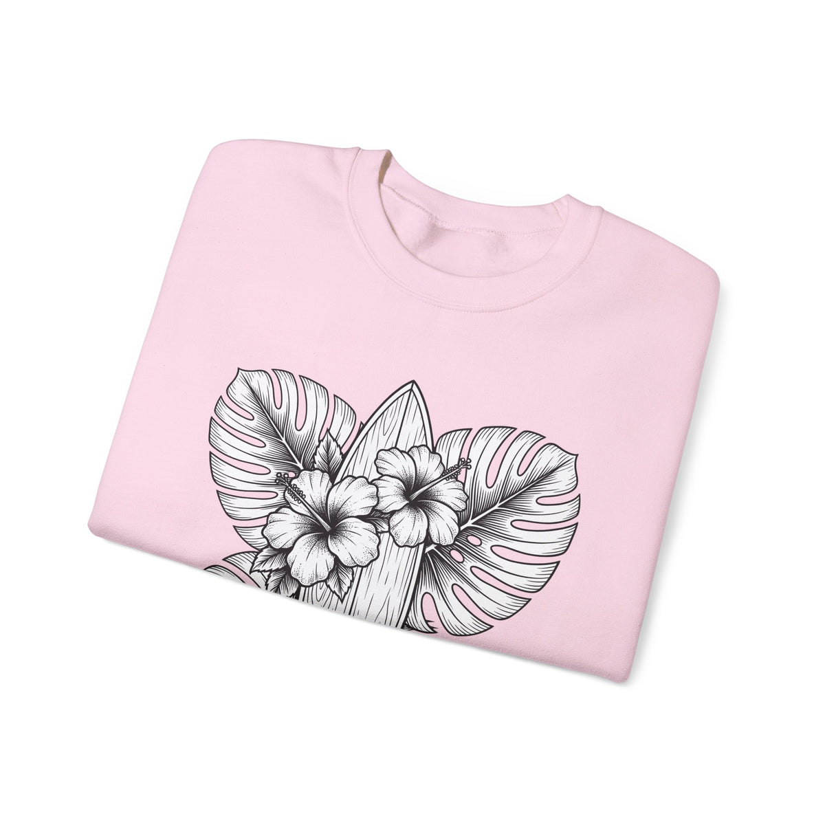 Surfboard Petals Sweatshirt Surfing Shore Gift Women Drawing Sweatshirt Surfboards Sweatshirt Surfer Fan Illustration Graphic Nature Flower Sweatshirt