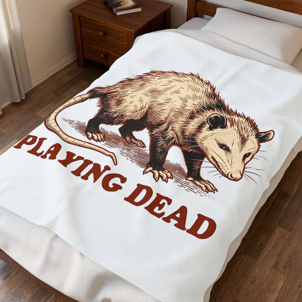Opossum Illustration Blanket Funny Pet Gift Women Retro Blanket Possum Blanket Comedy Fan Vintage Blanket Animal Graphic Sketch Wildlife Comedy