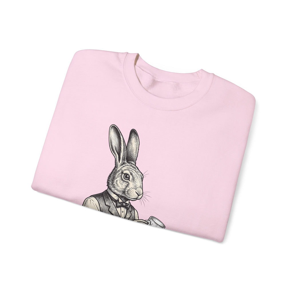 Rabbit Bartender Sweatshirt Animal Bar Gift Women Vintage Sweatshirt Bunny Sweatshirt Pet Fan Retro Sweatshirt Pub Graphic Hand Drawn Playing Card Sweatshirt
